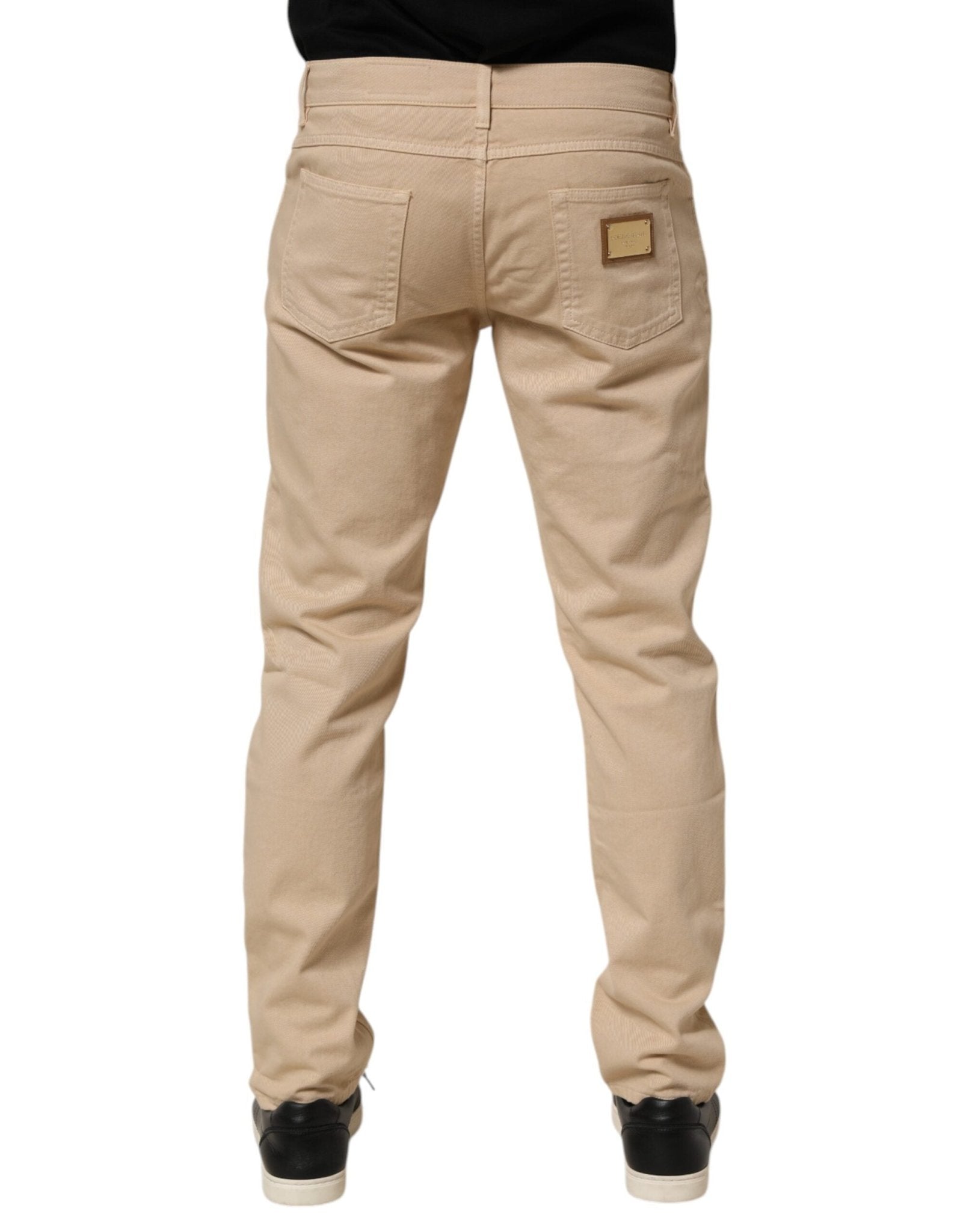 Dolce & Gabbana Beige Cotton Skinny Regular Men Denim Jeans - RIMODA
