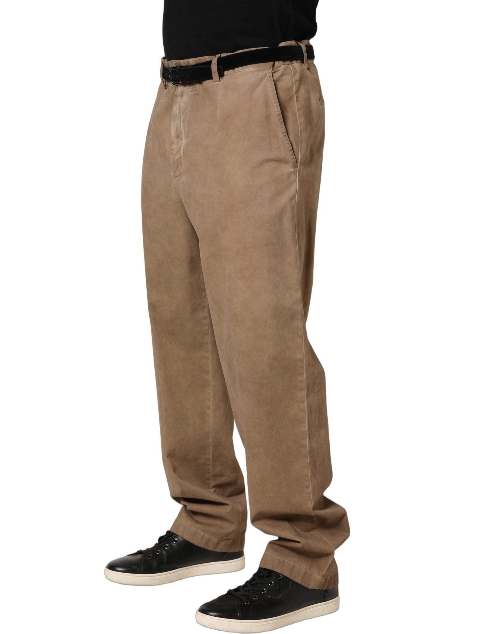 Dolce & Gabbana Beige Cotton Straight Leg Men Trouser Pants - RIMODA