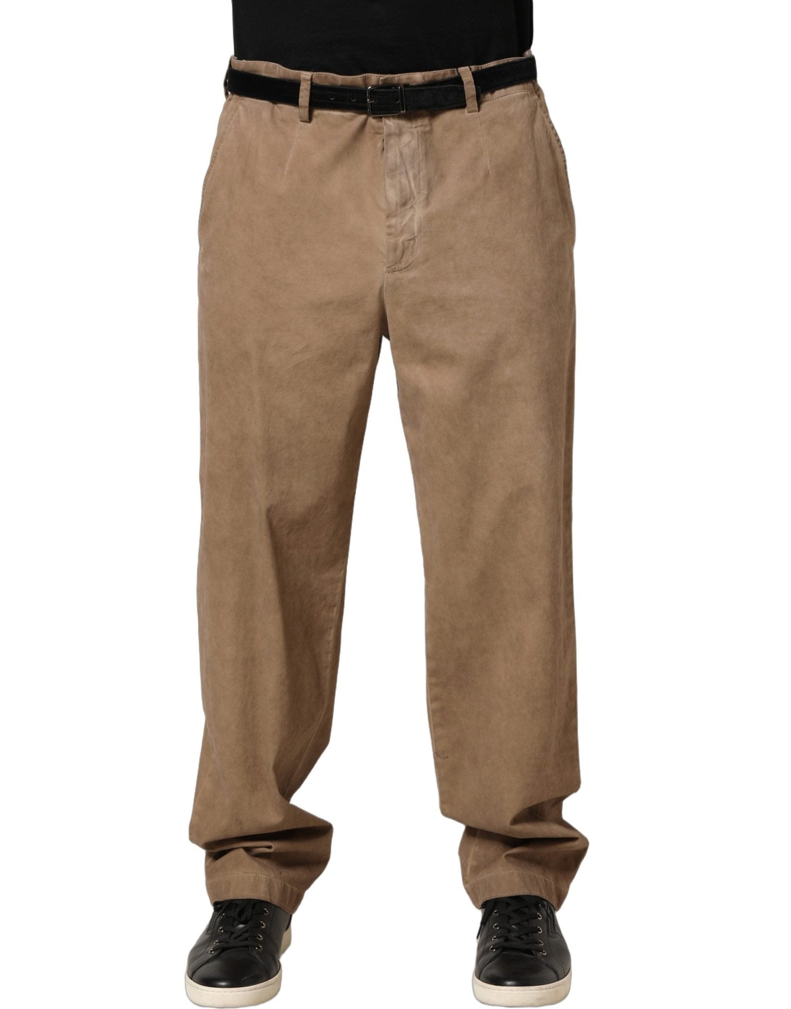 Dolce & Gabbana Beige Cotton Straight Leg Men Trouser Pants - RIMODA