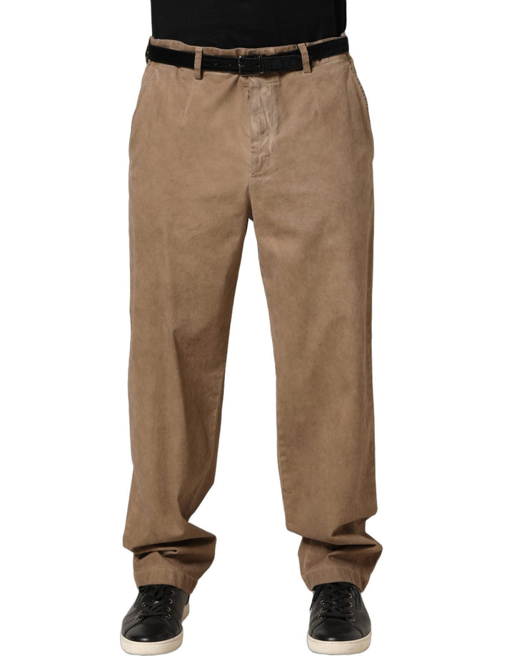 Dolce & Gabbana Beige Cotton Straight Leg Men Trouser Pants - RIMODA