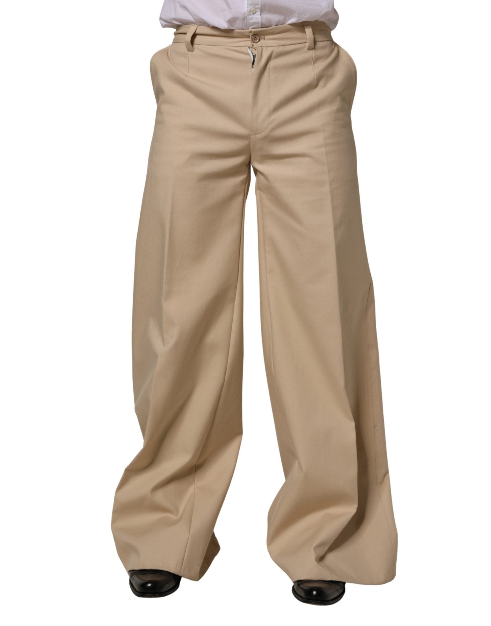 Dolce & Gabbana Beige Cotton Straight Men Dress Trouser Pants - RIMODA