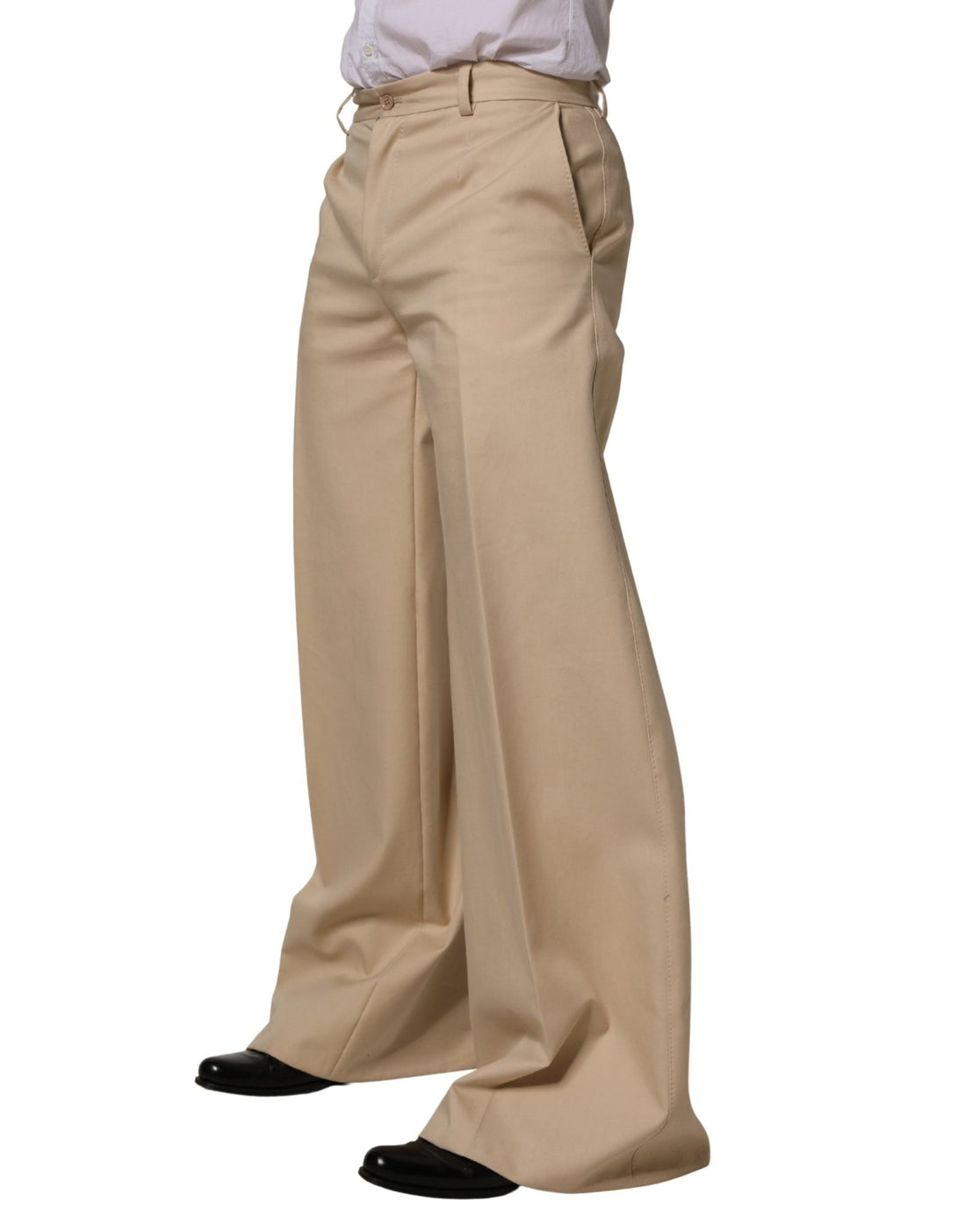 Dolce & Gabbana Beige Cotton Straight Men Dress Trouser Pants - RIMODA
