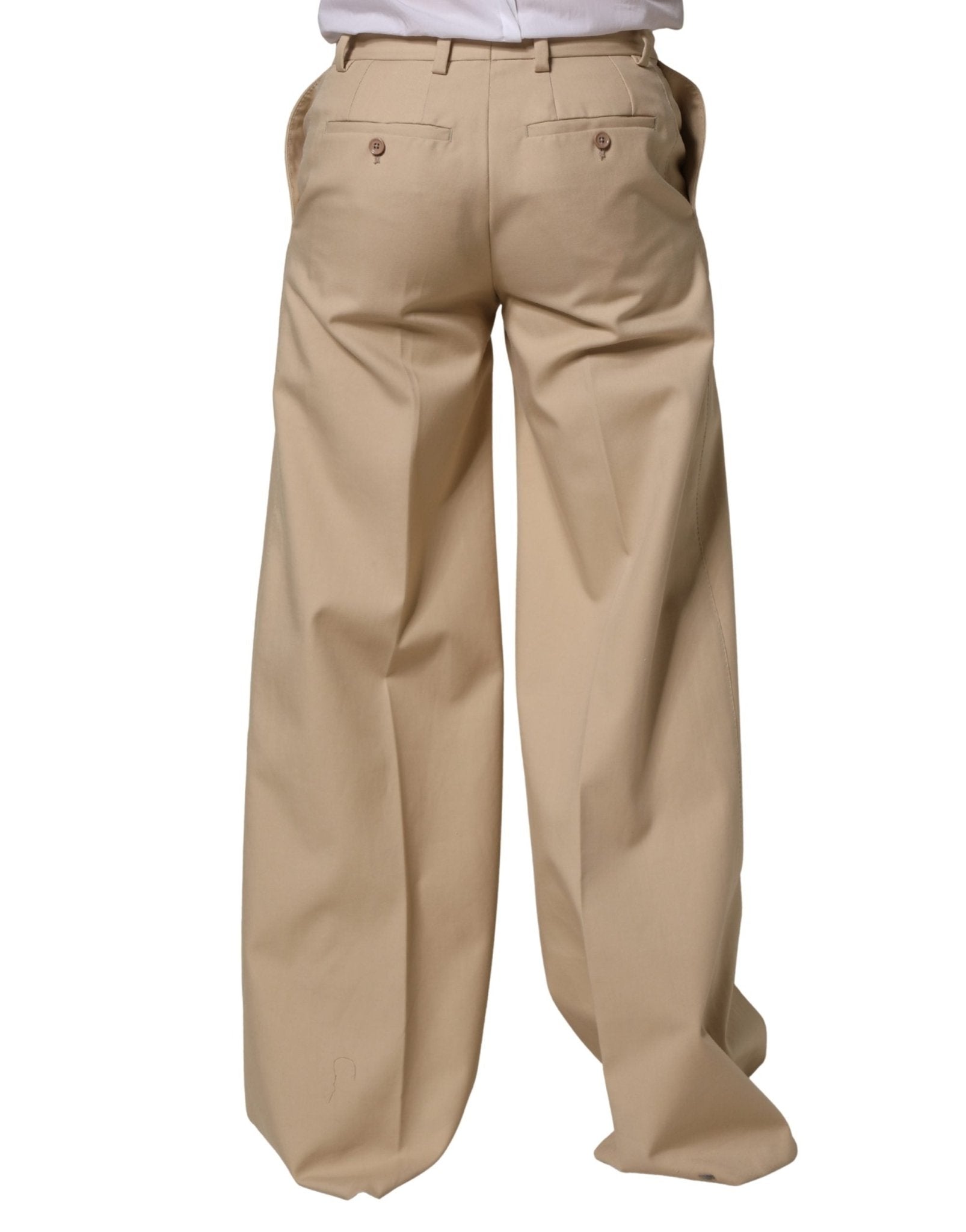 Dolce & Gabbana Beige Cotton Straight Men Dress Trouser Pants - RIMODA