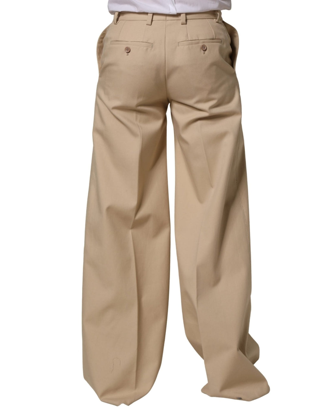 Dolce & Gabbana Beige Cotton Straight Men Dress Trouser Pants - RIMODA