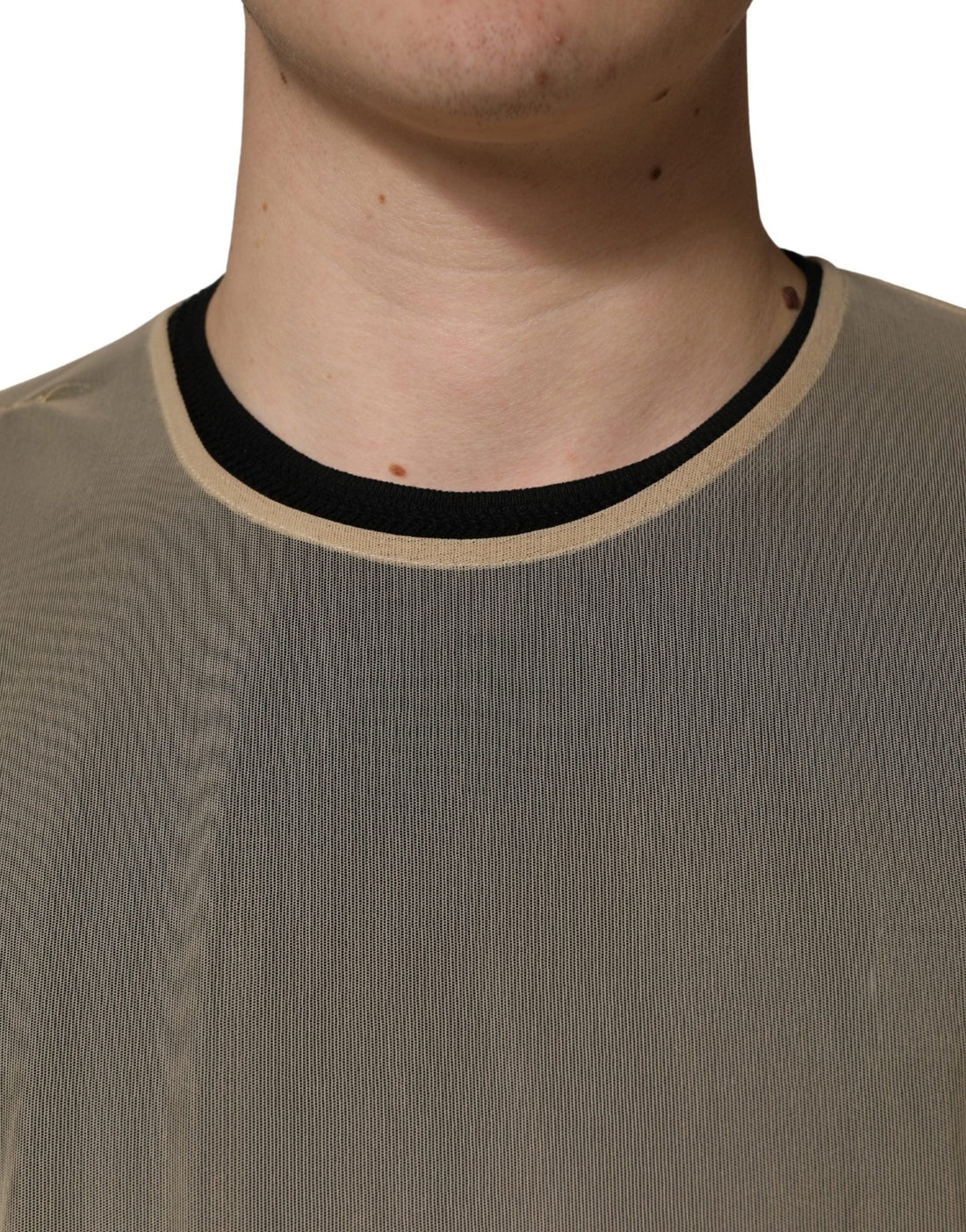 Dolce & Gabbana Beige Crew Neck Sleeveless Mesh Top T-shirt - RIMODA