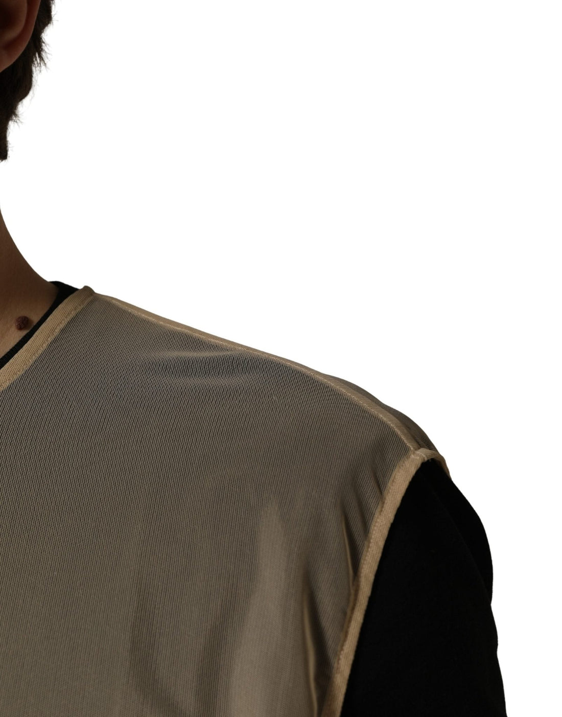 Dolce & Gabbana Beige Crew Neck Sleeveless Mesh Top T-shirt - RIMODA