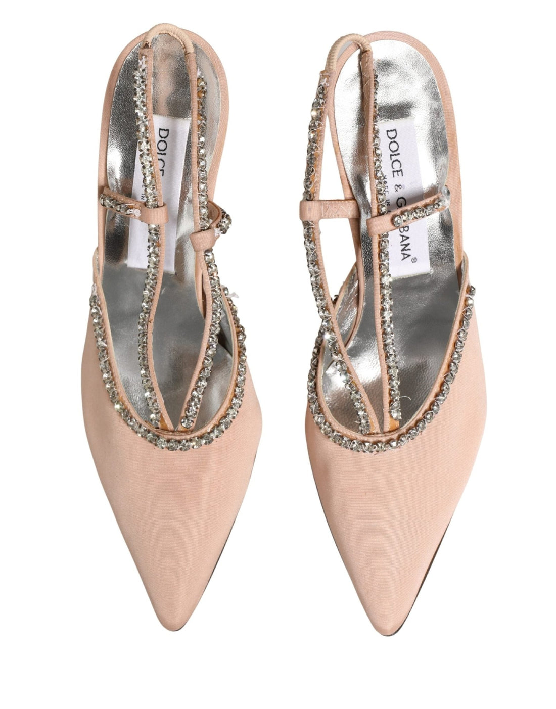 Dolce & Gabbana Beige Crystal Heels Slingbacks Sandals Shoes - RIMODA