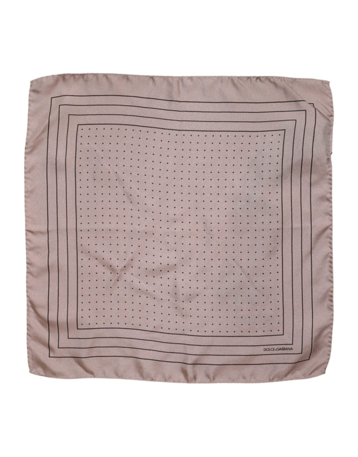 Dolce & Gabbana Beige Dotted Silk Square Men Foulard Scarf - RIMODA