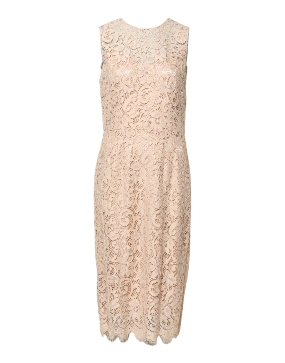 Dolce & Gabbana Beige Floral Lace Sleeveless Sheath Dress - RIMODA