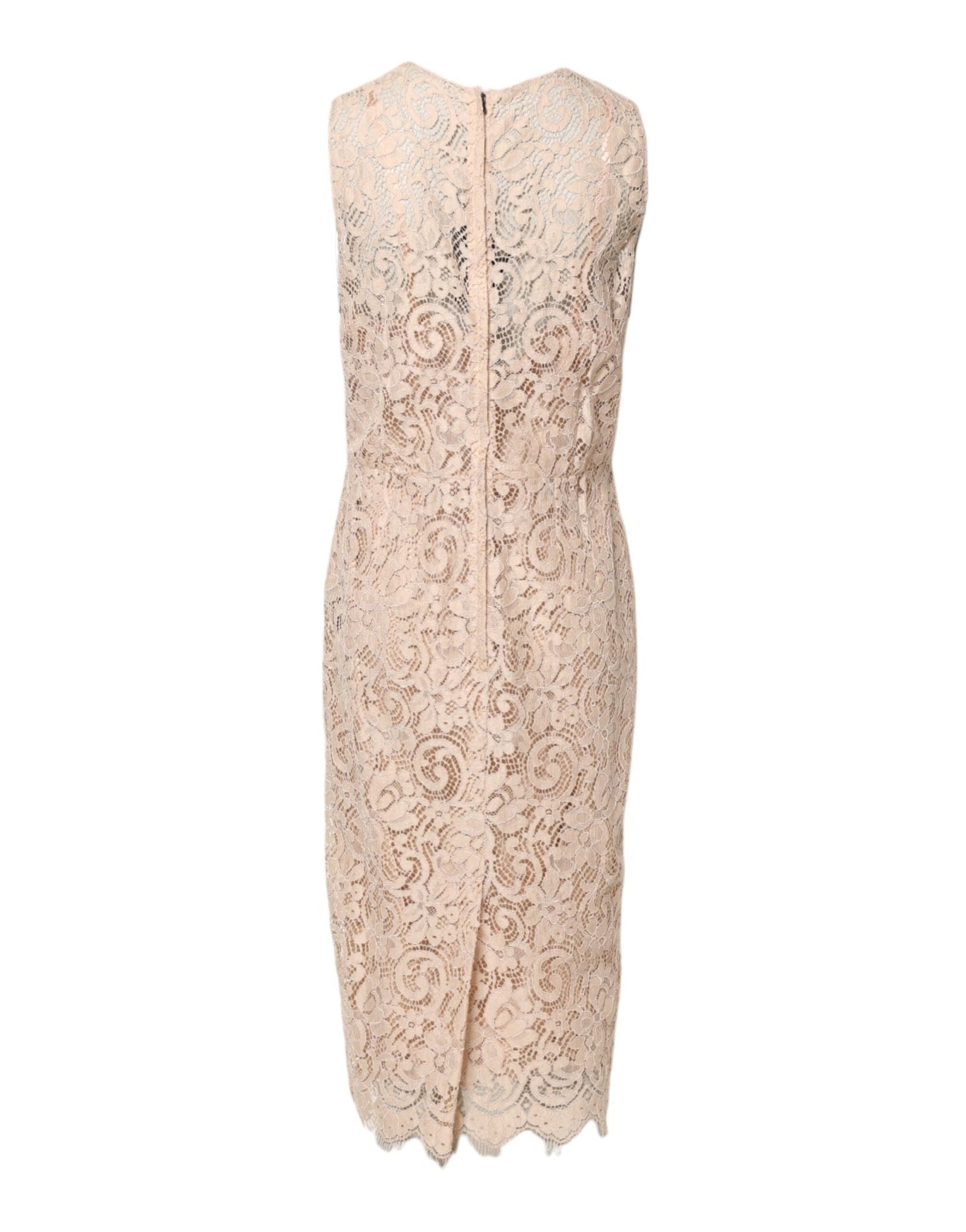 Dolce & Gabbana Beige Floral Lace Sleeveless Sheath Dress - RIMODA