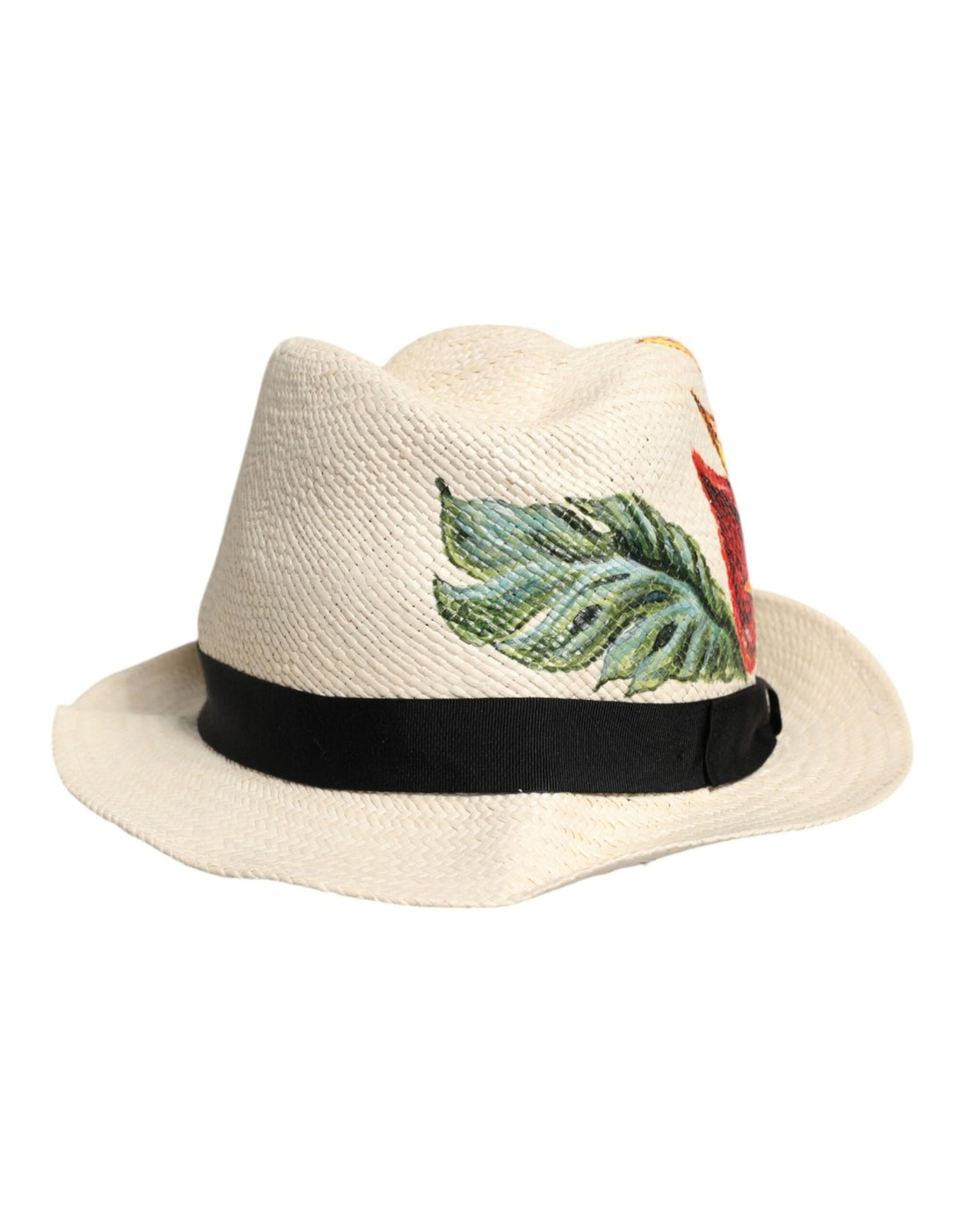 Dolce & Gabbana Beige Floral Print Straw Wide Brim Fedora Hat - RIMODA
