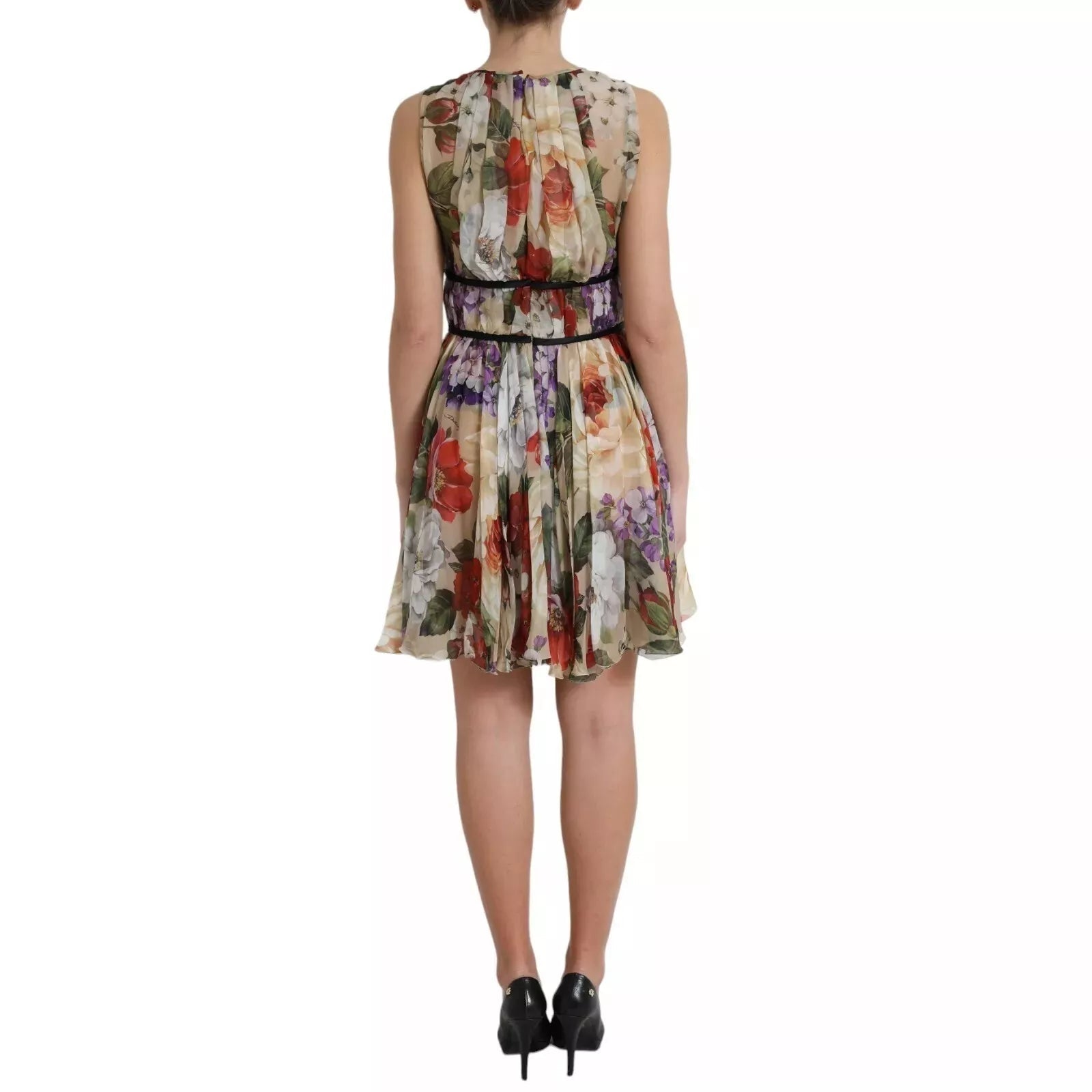 Dolce & Gabbana Beige Floral Sleeveless A-line Mini Dress - RIMODA