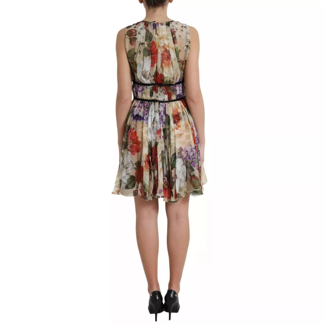 Dolce & Gabbana Beige Floral Sleeveless A-line Mini Dress - RIMODA