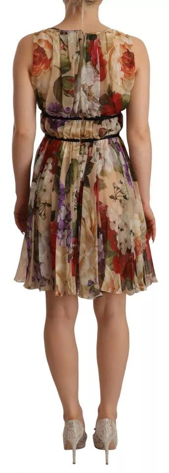 Dolce & Gabbana Beige Floral Sleeveless Round Neck Mini Dress - RIMODA