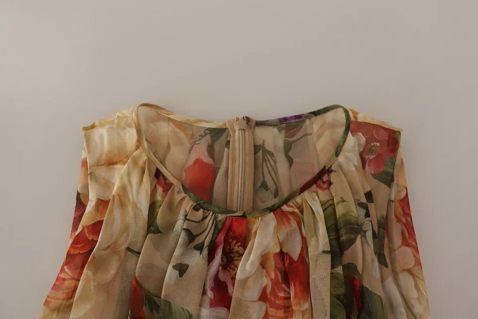 Dolce & Gabbana Beige Floral Sleeveless Round Neck Mini Dress - RIMODA