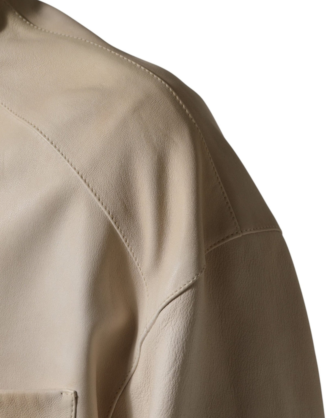 Dolce & Gabbana Beige Leather Button Down Men Casual Shirt - RIMODA