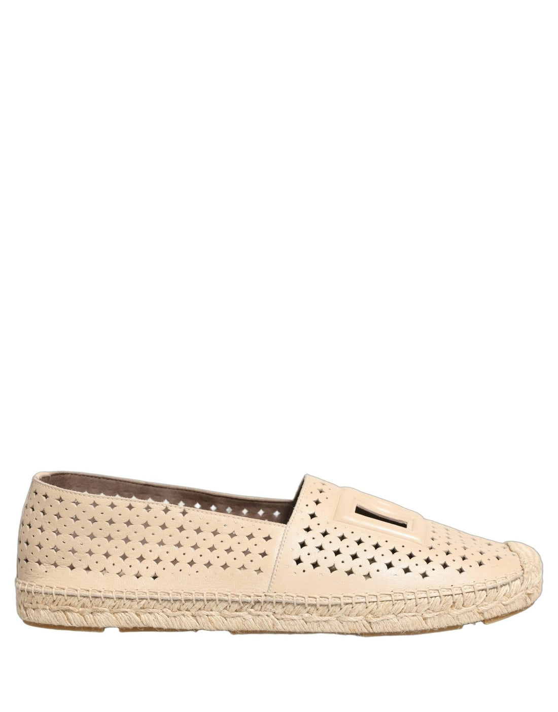 Dolce & Gabbana Beige Leather Cutout Logo Espadrilles Shoes - RIMODA