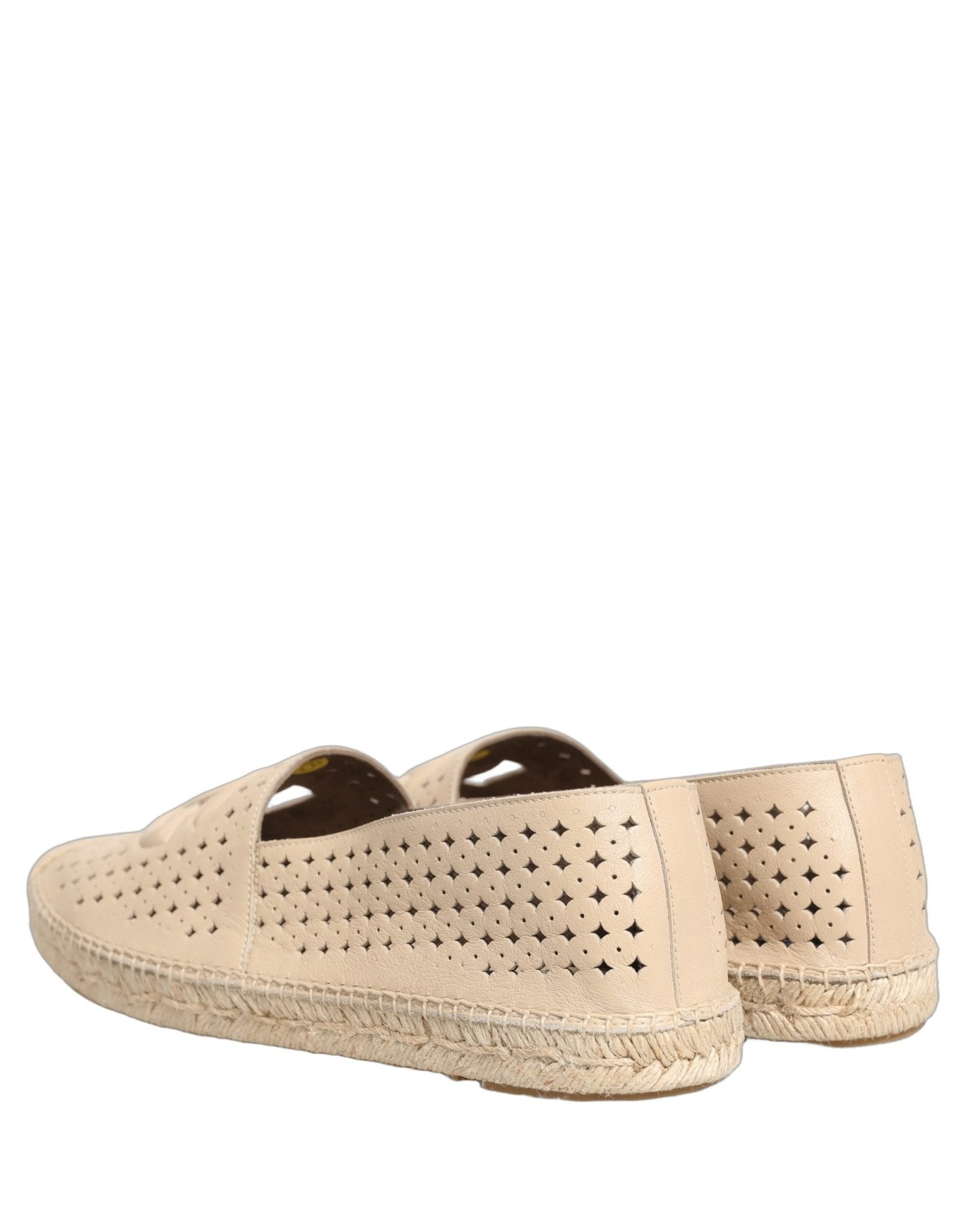 Dolce & Gabbana Beige Leather Cutout Logo Espadrilles Shoes - RIMODA