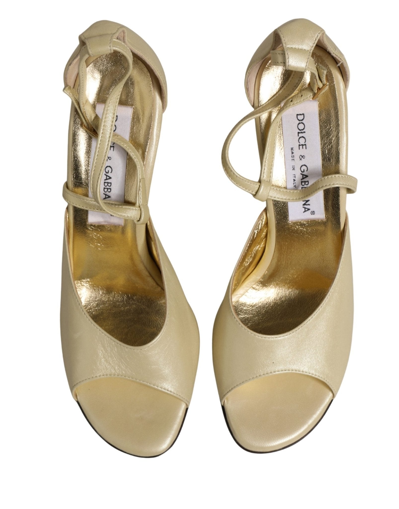 Dolce & Gabbana Beige Leather Stiletto Heels Sandals Shoes - RIMODA
