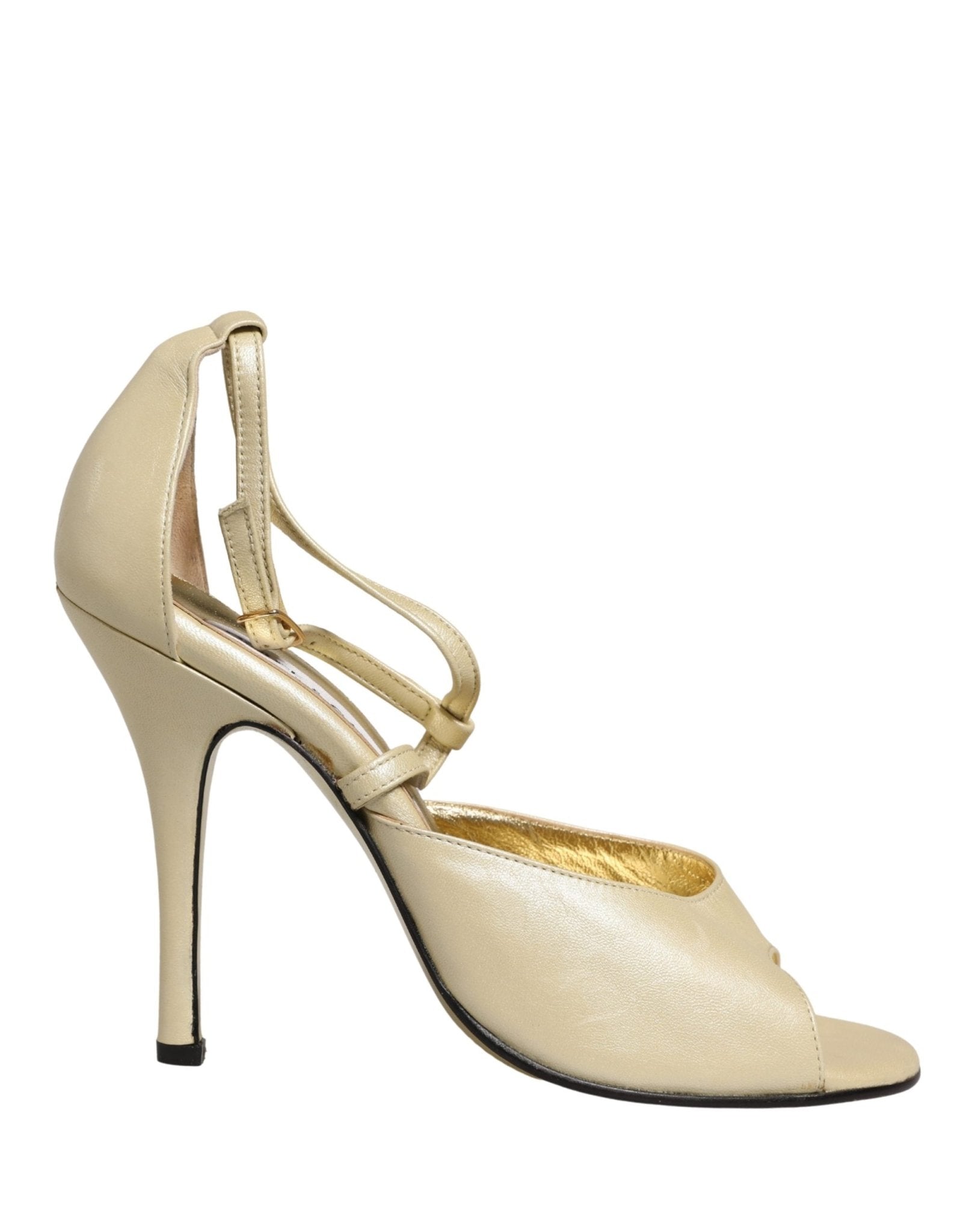 Dolce & Gabbana Beige Leather Stiletto Heels Sandals Shoes - RIMODA