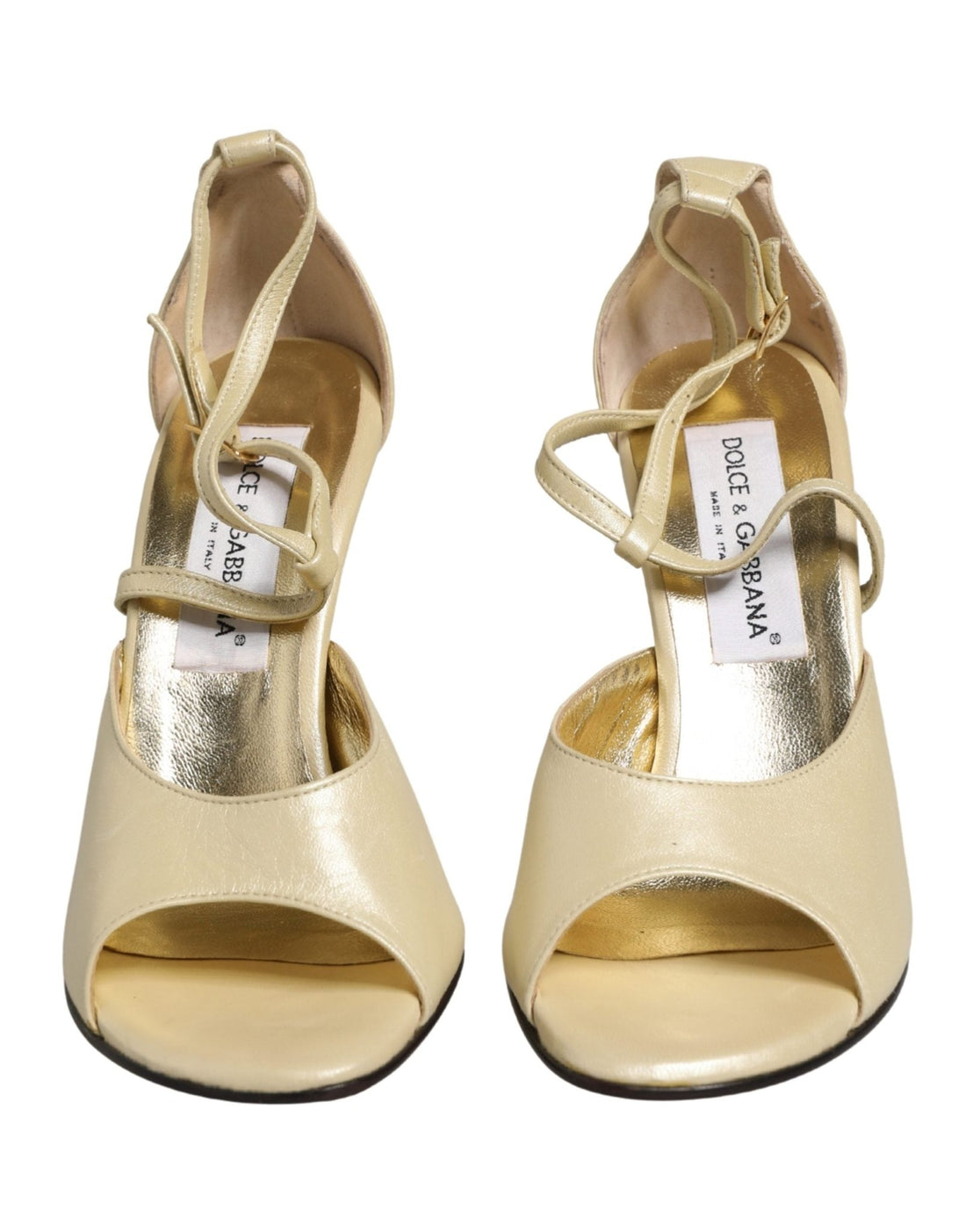 Dolce & Gabbana Beige Leather Stiletto Heels Sandals Shoes - RIMODA