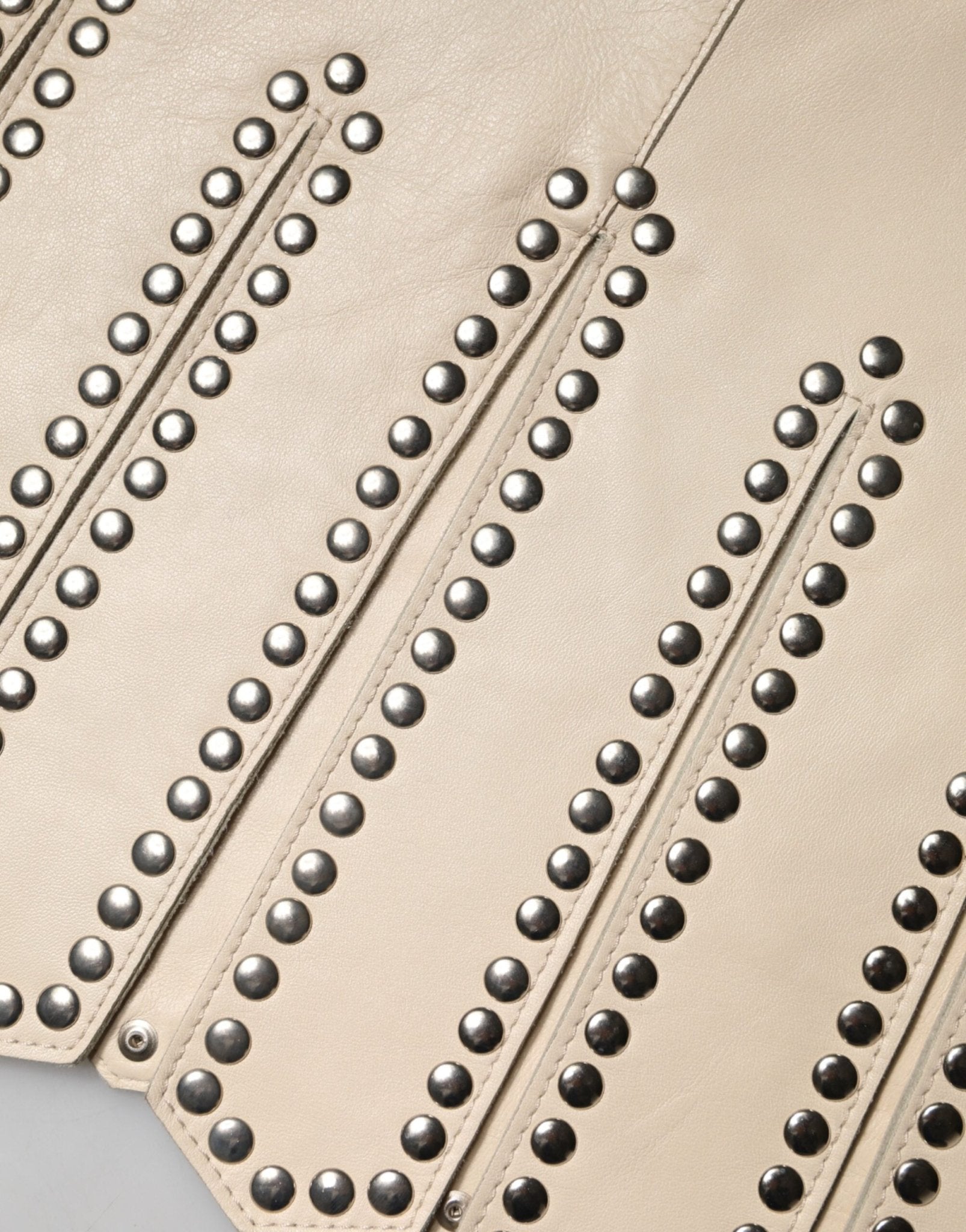 Dolce & Gabbana Beige Leather Studs Mid Waist Mini Skirt - RIMODA