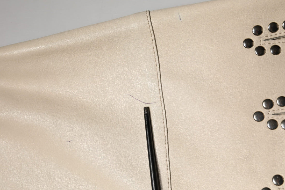 Dolce & Gabbana Beige Leather Studs Mid Waist Mini Skirt - RIMODA