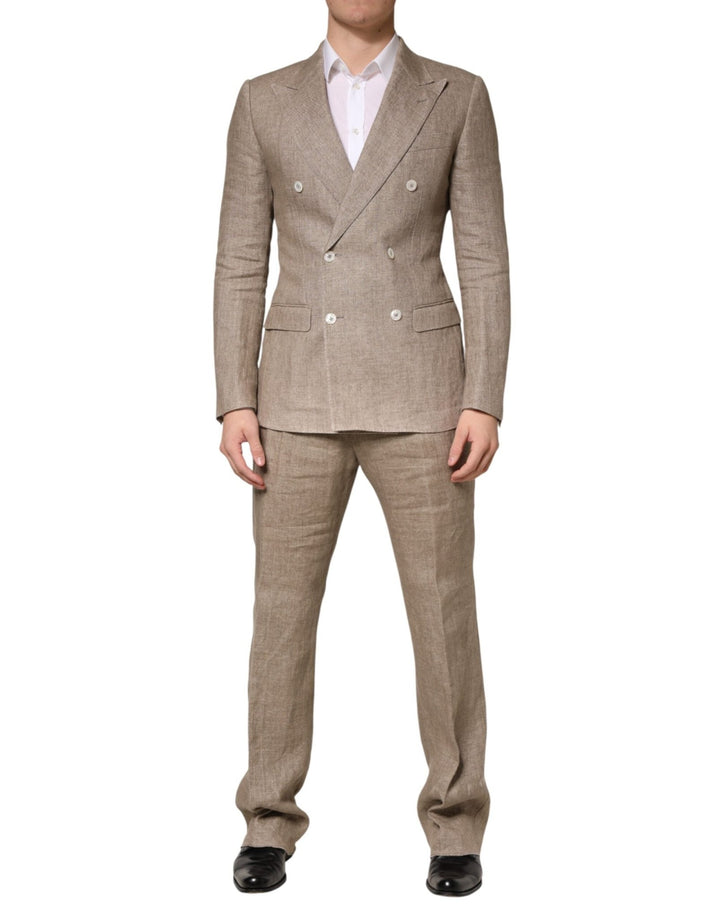 Dolce & Gabbana Beige Linen Double Breasted 2 Piece Men Suit - RIMODA
