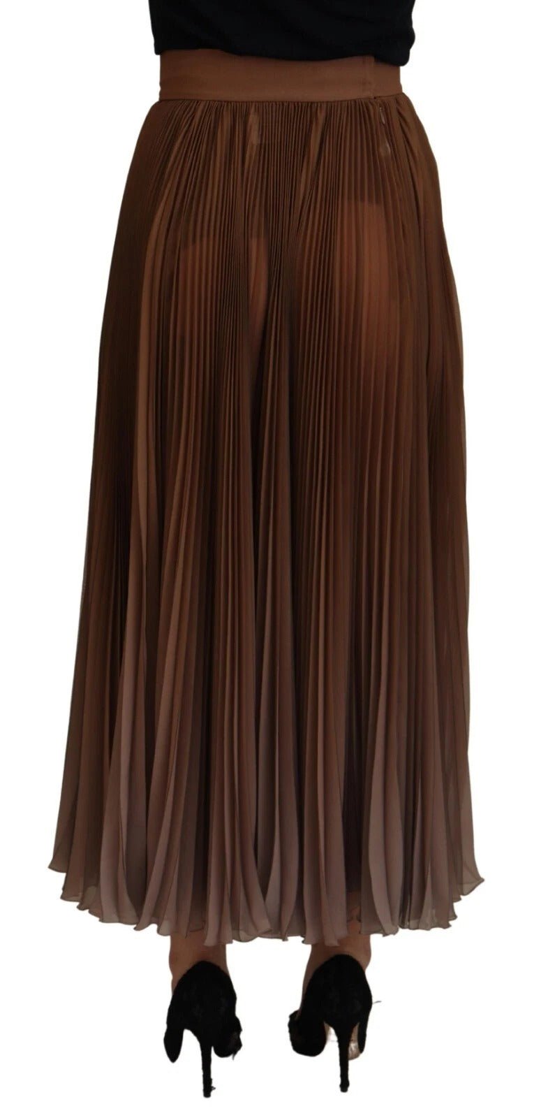 Dolce & Gabbana Beige Longuette Plisse Chiffon Midi Skirt - RIMODA