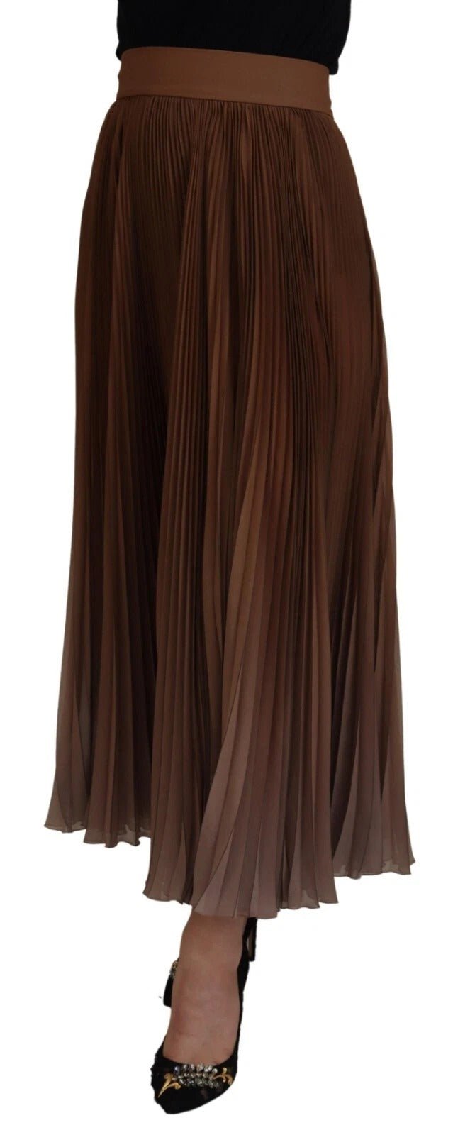Dolce & Gabbana Beige Longuette Plisse Chiffon Midi Skirt - RIMODA
