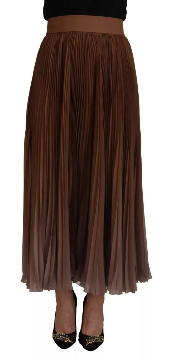Dolce & Gabbana Beige Longuette Plisse Chiffon Midi Skirt - RIMODA