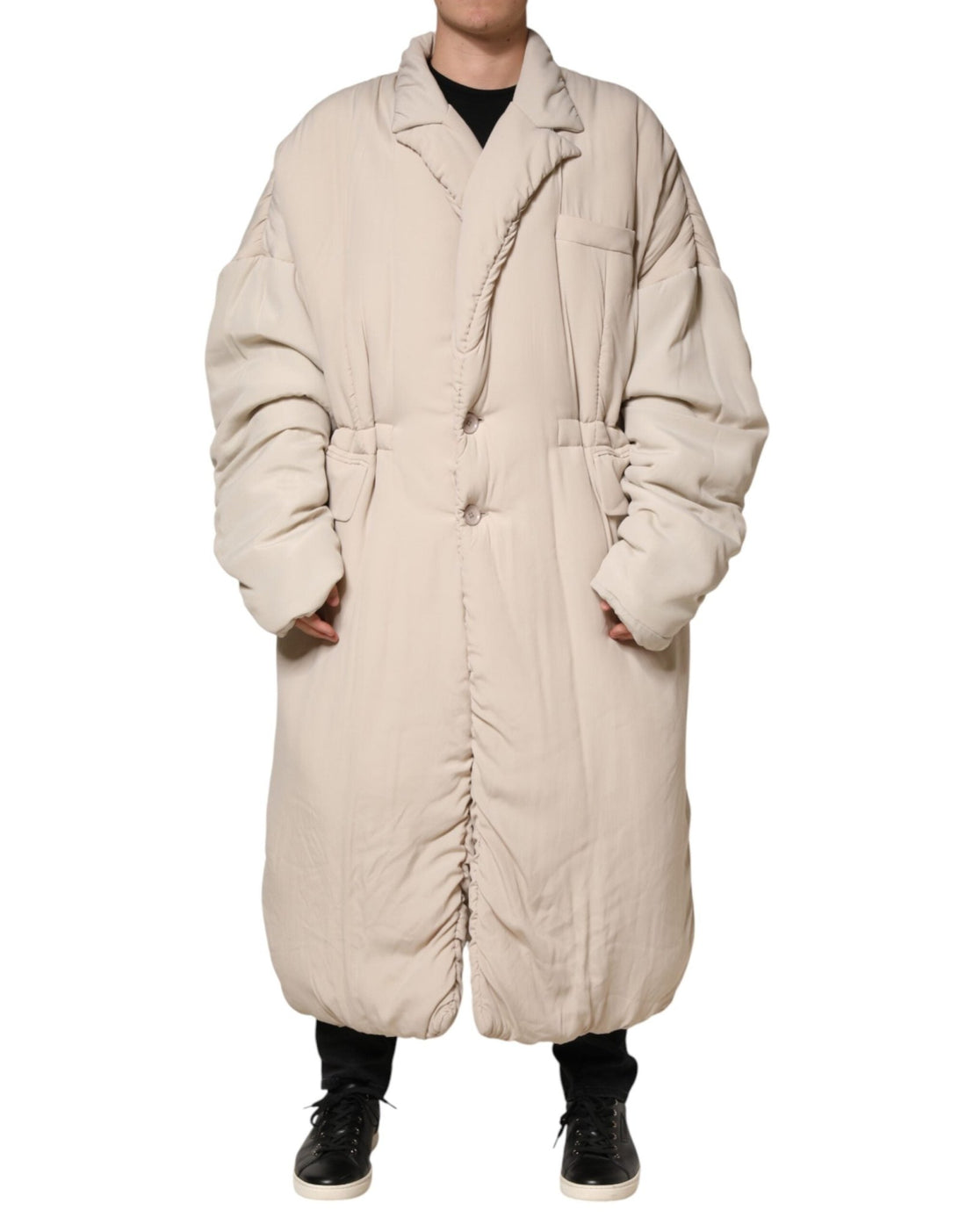 Dolce & Gabbana Beige Padded Collared Long Trench Coat Jacket - RIMODA
