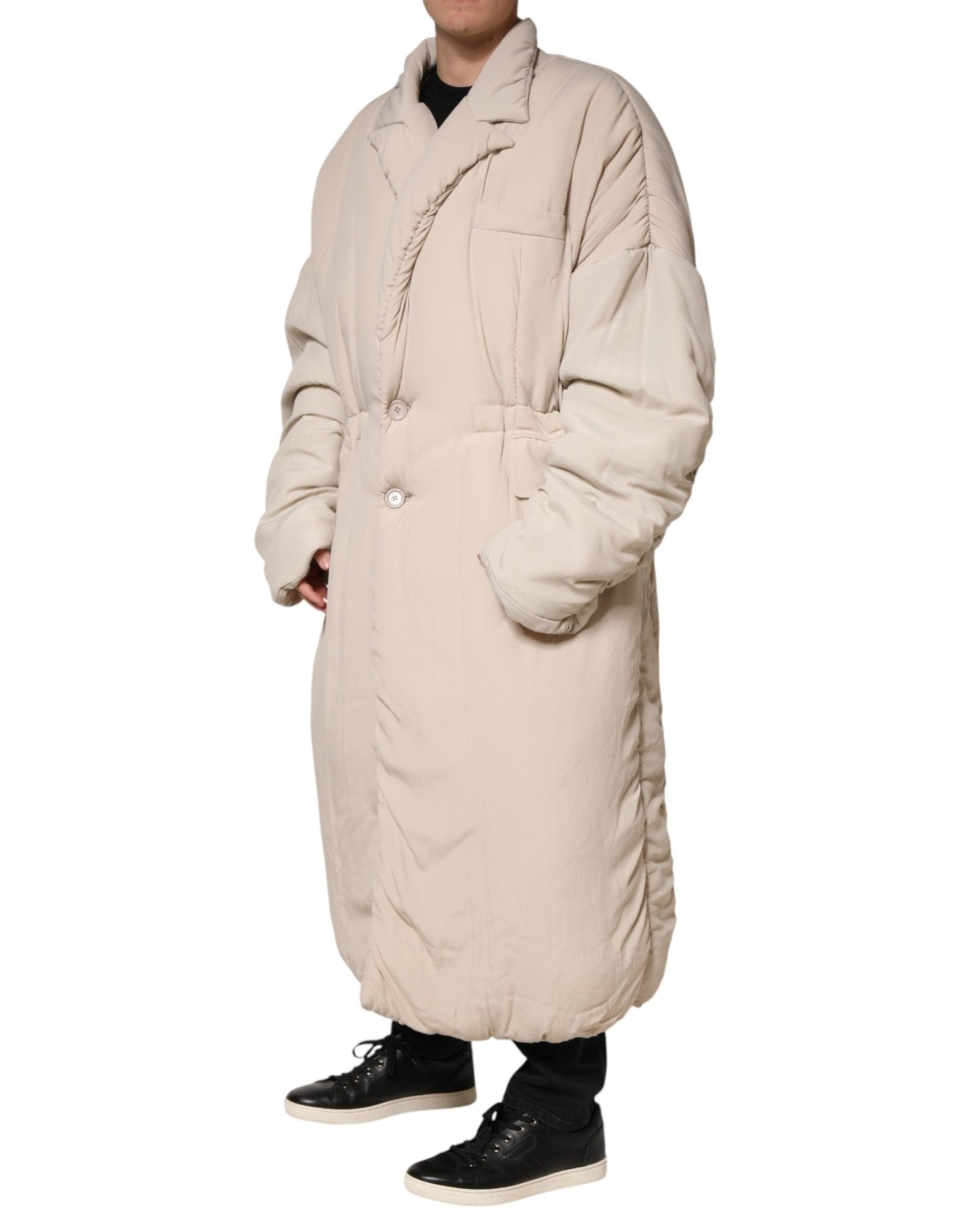 Dolce & Gabbana Beige Padded Collared Long Trench Coat Jacket - RIMODA