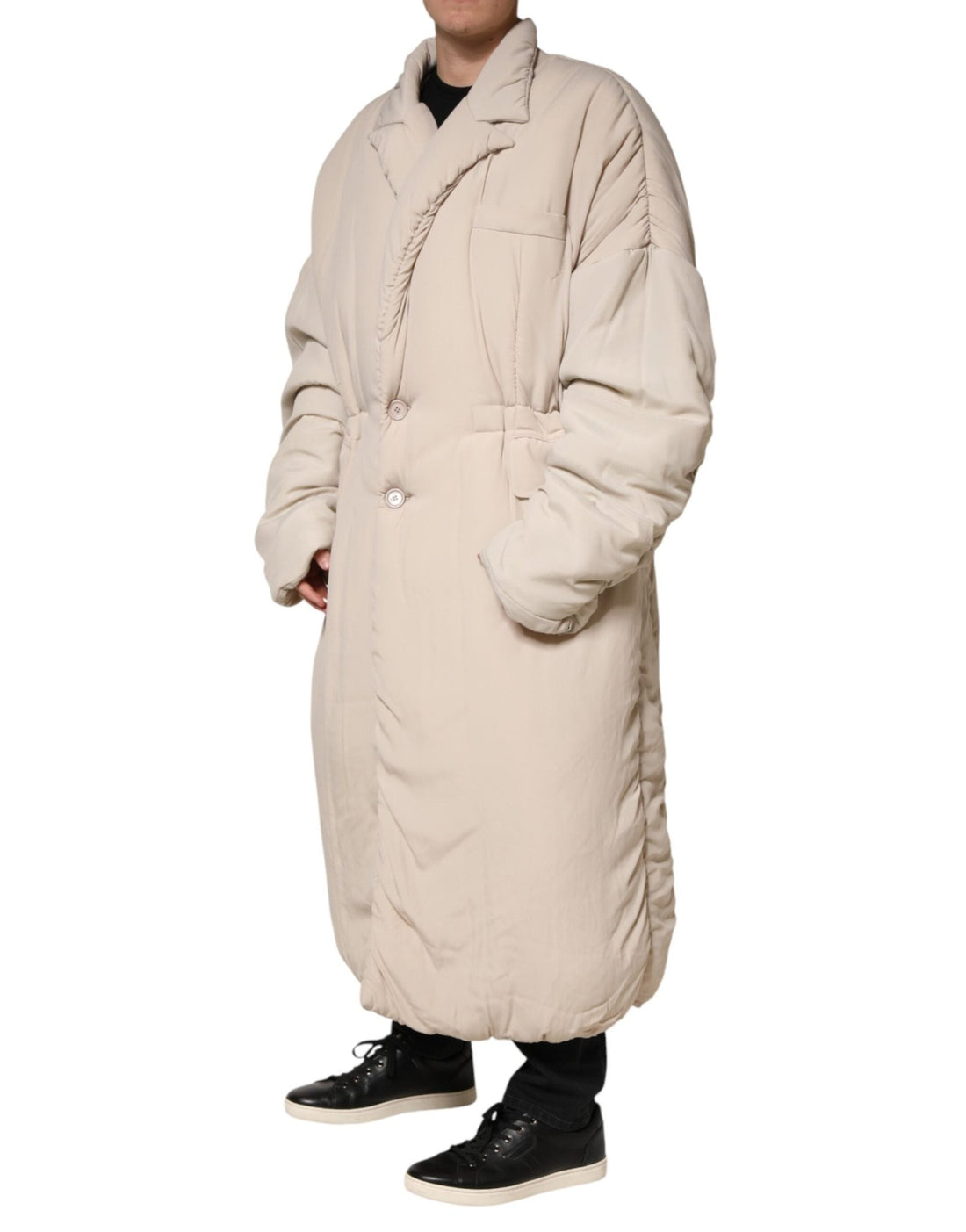 Dolce & Gabbana Beige Padded Collared Long Trench Coat Jacket - RIMODA
