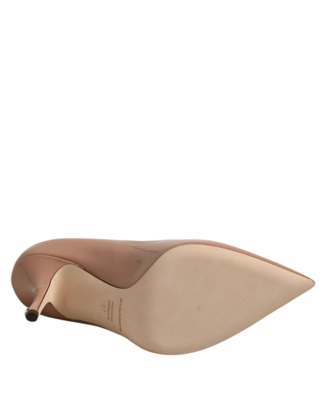 Dolce & Gabbana Beige Patent Leather Stiletto Heel Pump Shoes - RIMODA