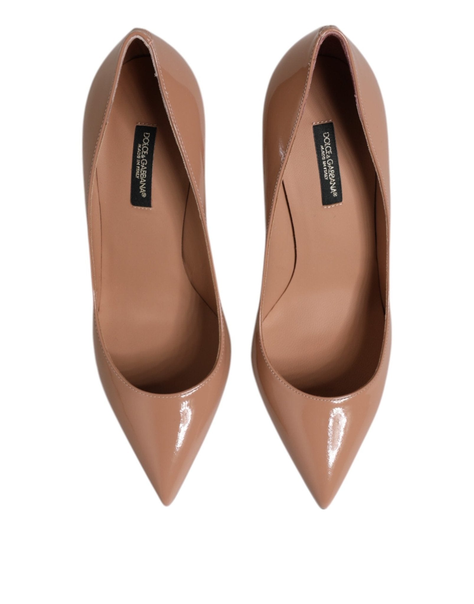 Dolce & Gabbana Beige Patent Leather Stiletto Heel Pump Shoes - RIMODA