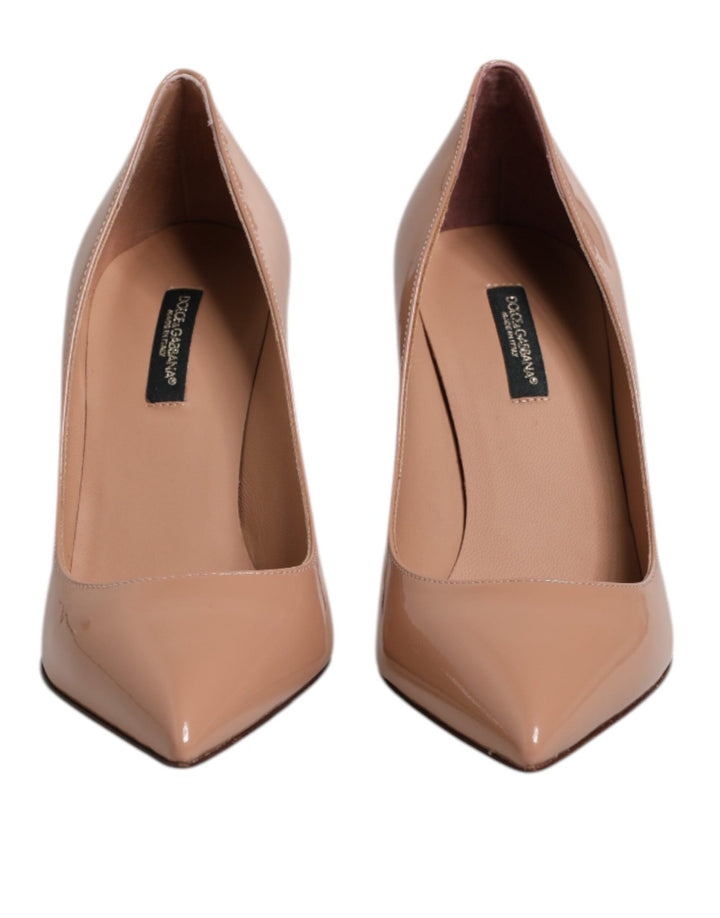 Dolce & Gabbana Beige Patent Leather Stiletto Heel Pump Shoes - RIMODA