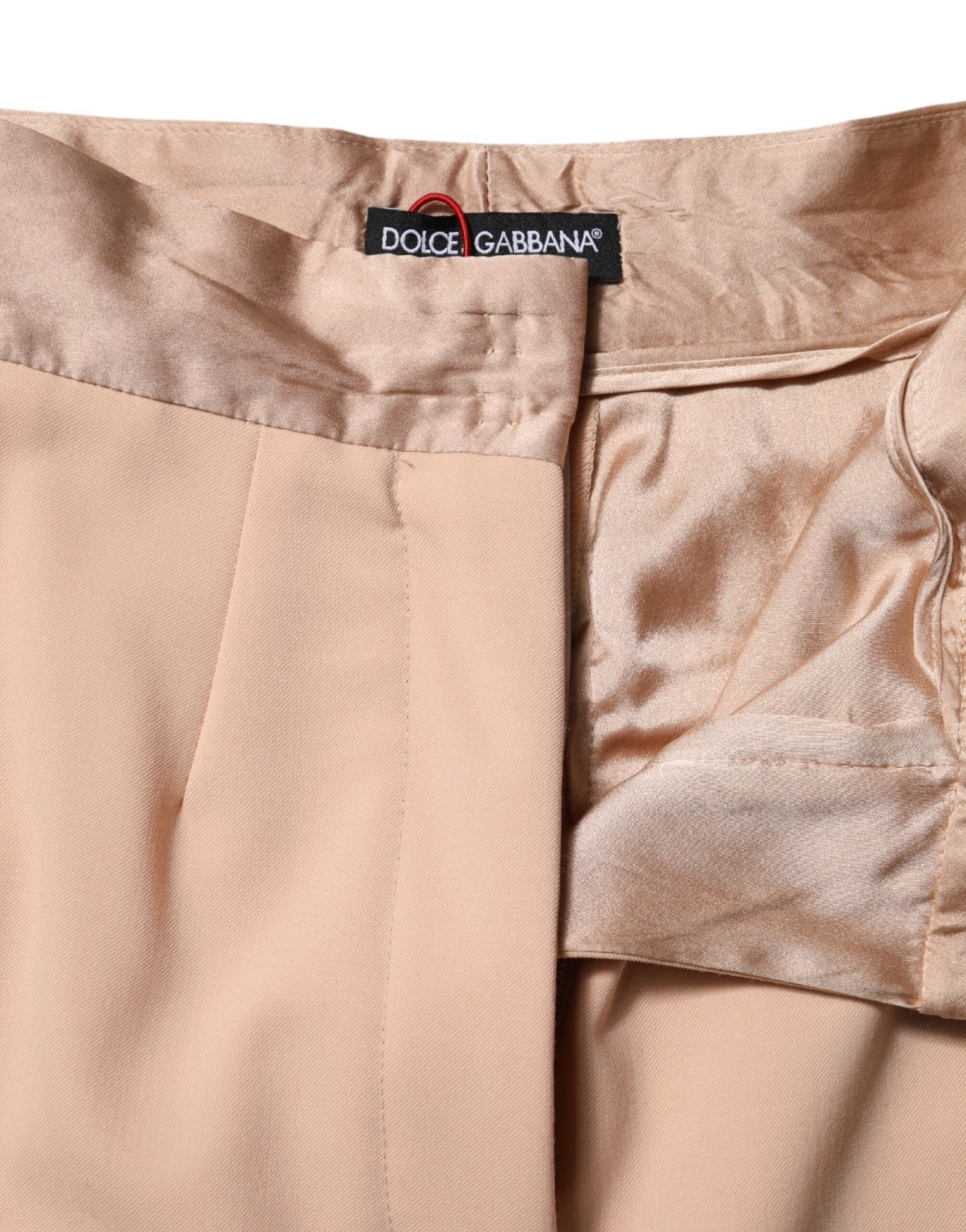 Dolce & Gabbana Beige Polyester Mid Waist Tapered Pants - RIMODA