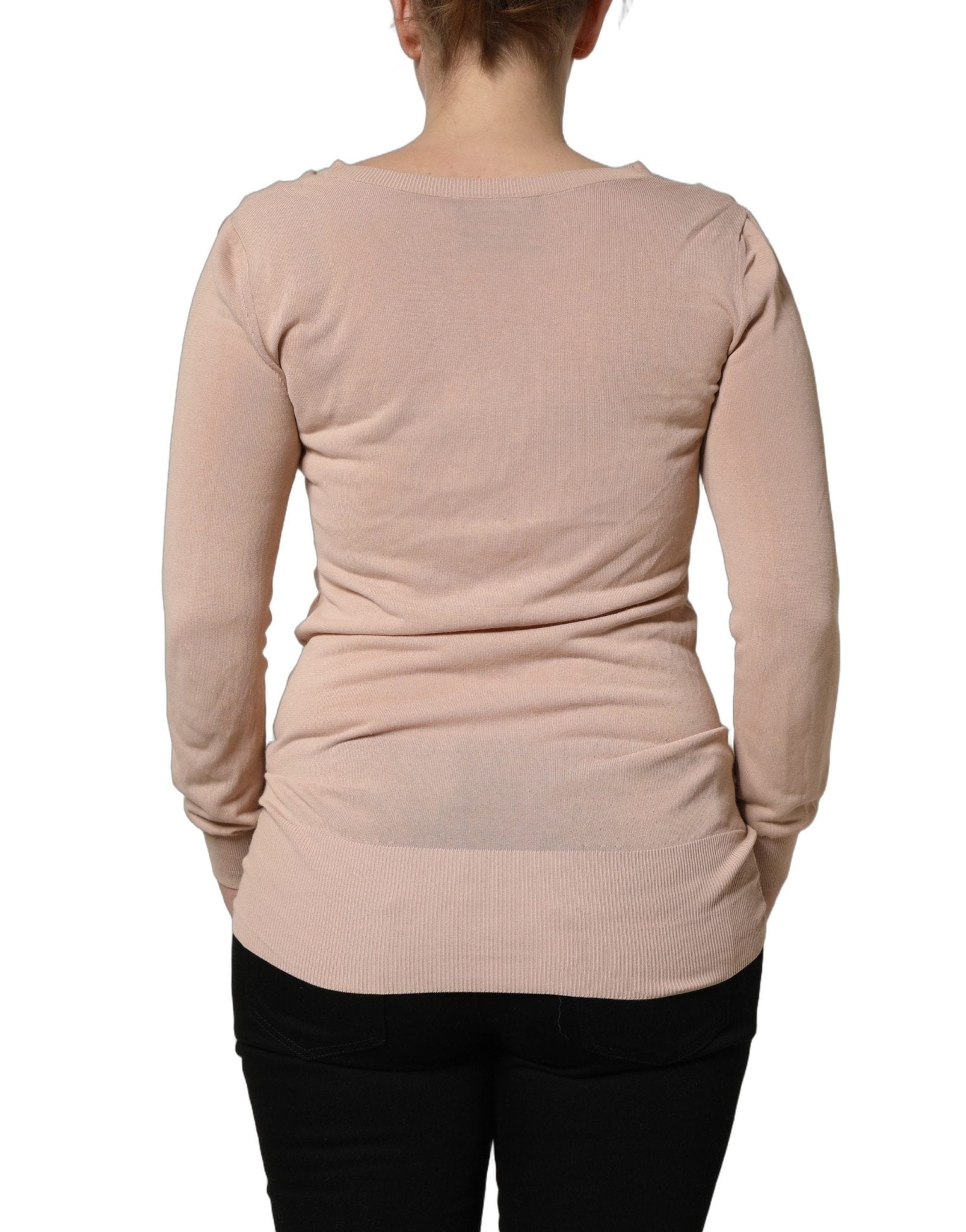 Dolce & Gabbana Beige Ribbed V - neck Front Tie Cardigan Sweater - RIMODA