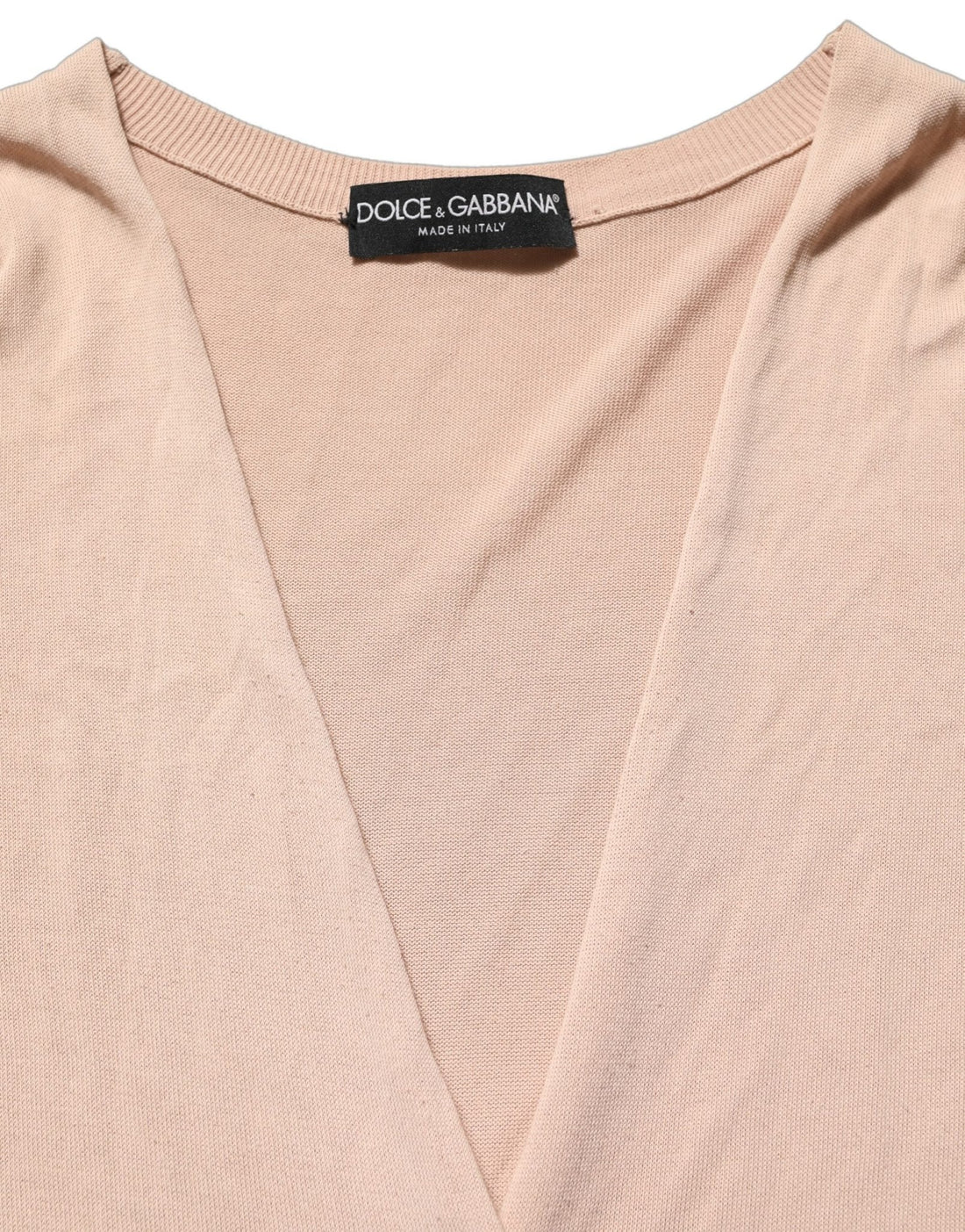 Dolce & Gabbana Beige Ribbed V - neck Front Tie Cardigan Sweater - RIMODA