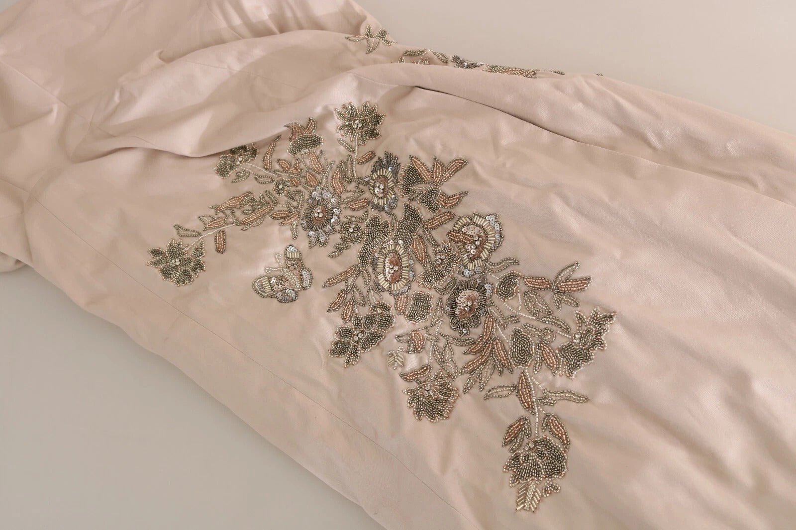 Dolce & Gabbana Beige Sequined Flower Flare Ball Gown Dress - RIMODA