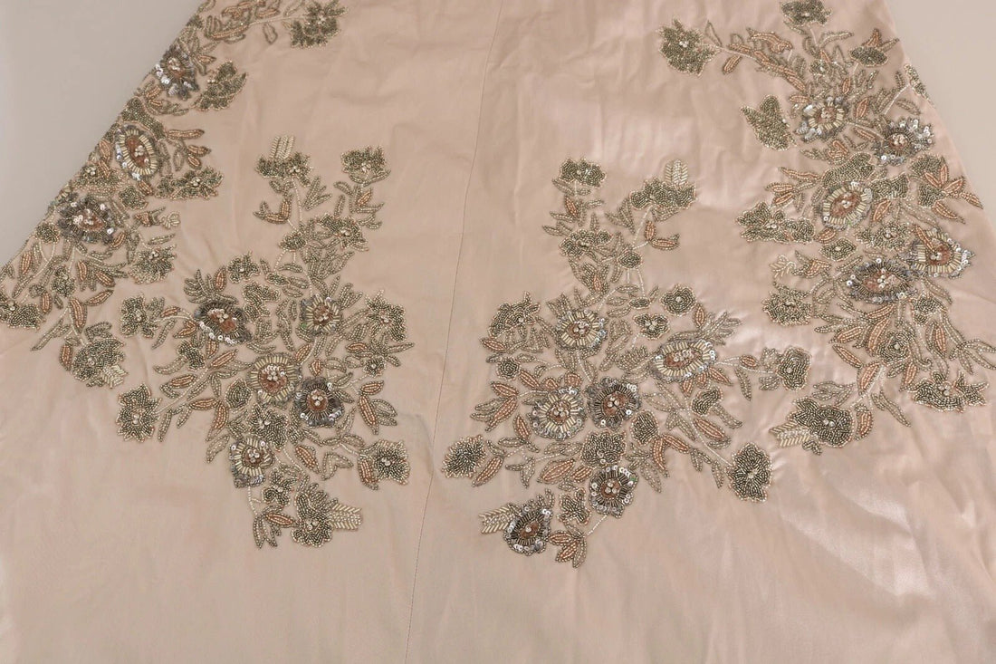 Dolce & Gabbana Beige Sequined Flower Flare Ball Gown Dress - RIMODA