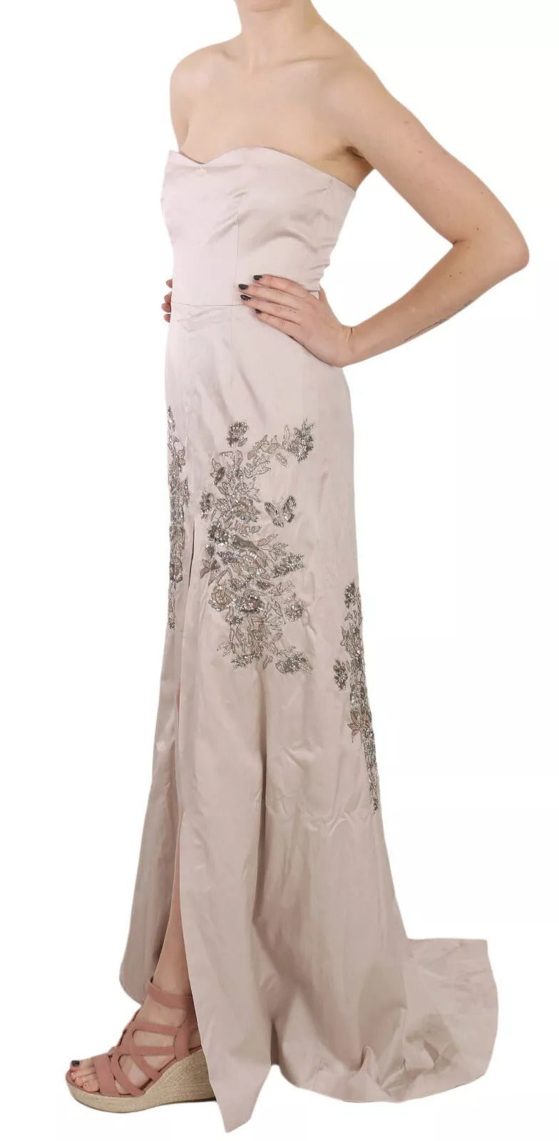Dolce & Gabbana Beige Sequined Flower Flare Ball Gown Dress - RIMODA