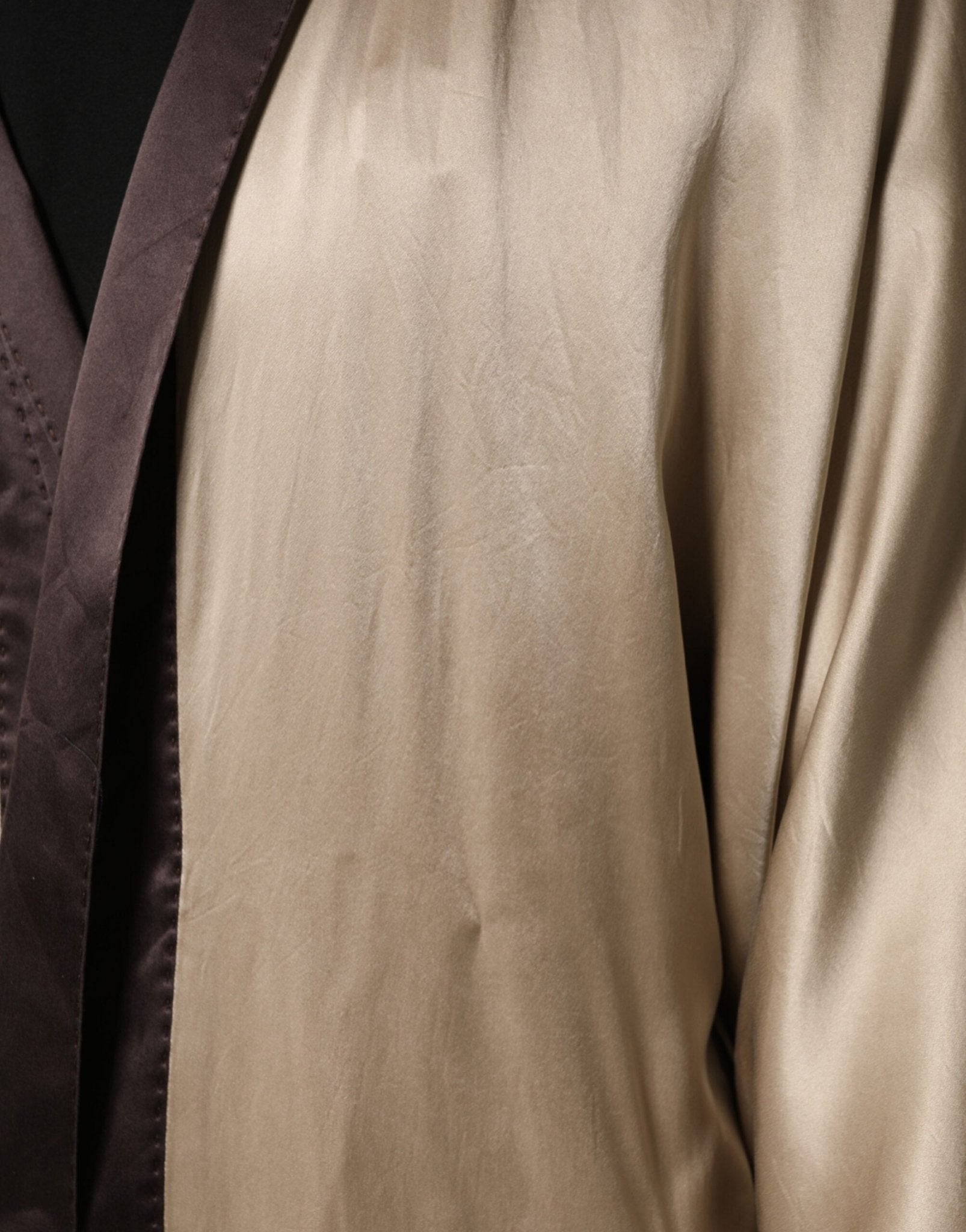 Dolce & Gabbana Beige Silk Satin Long Coat Robe Jacket - RIMODA