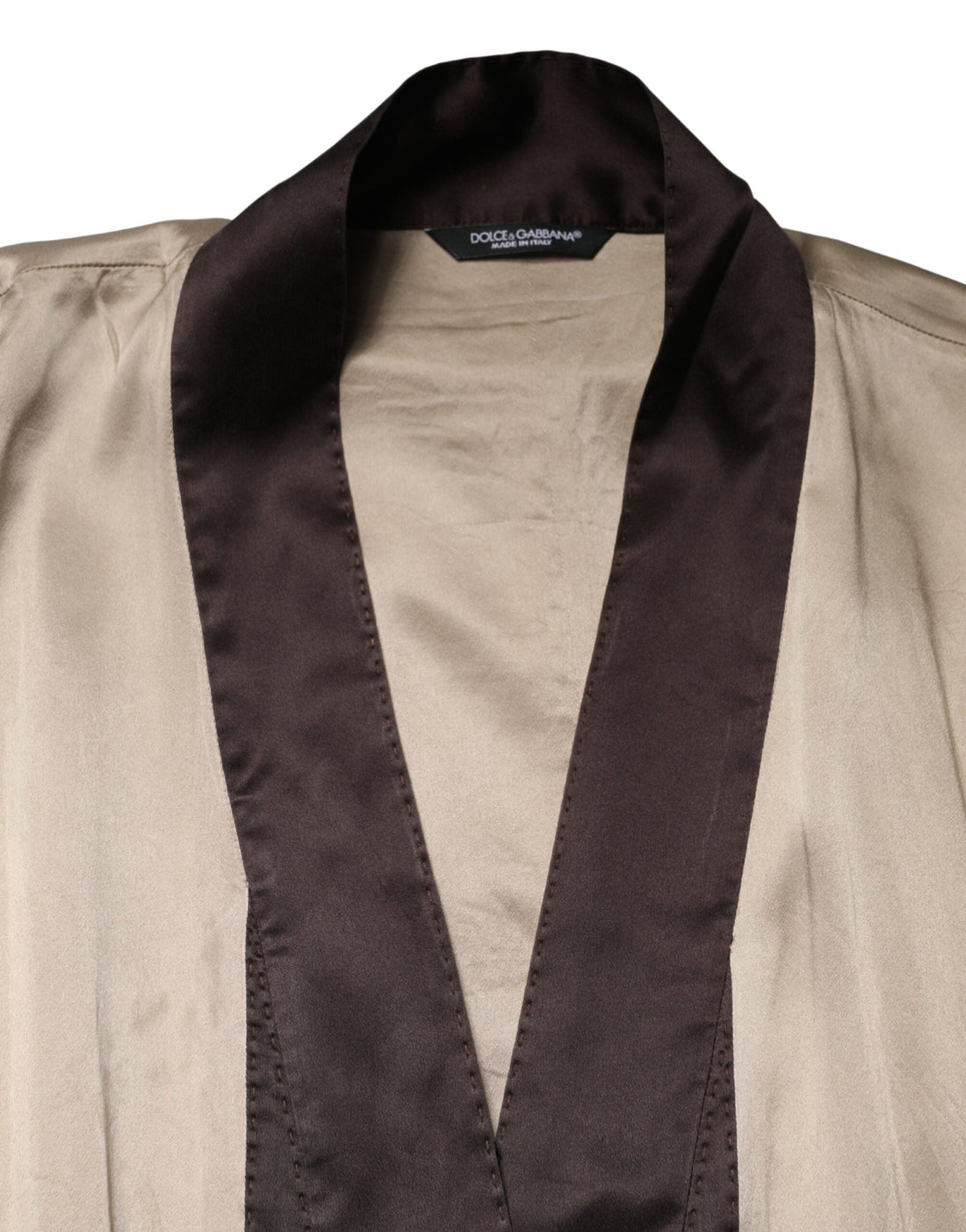 Dolce & Gabbana Beige Silk Satin Long Coat Robe Jacket - RIMODA