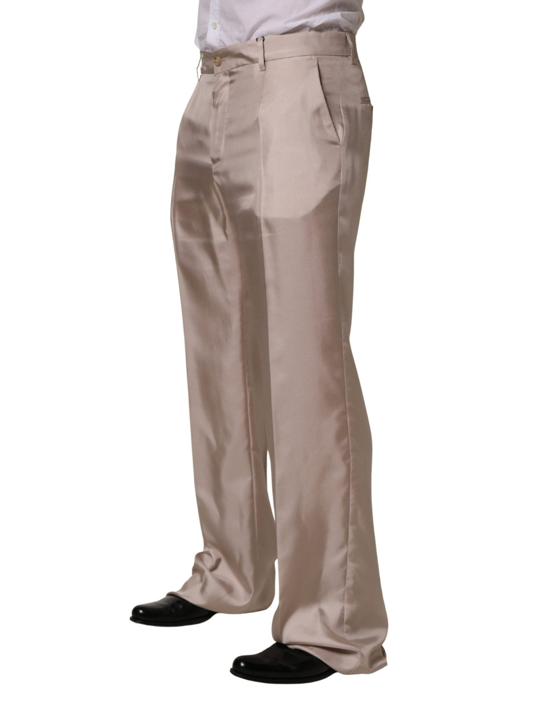 Dolce & Gabbana Beige Silk Straight Formal DressTrouser Pants - RIMODA