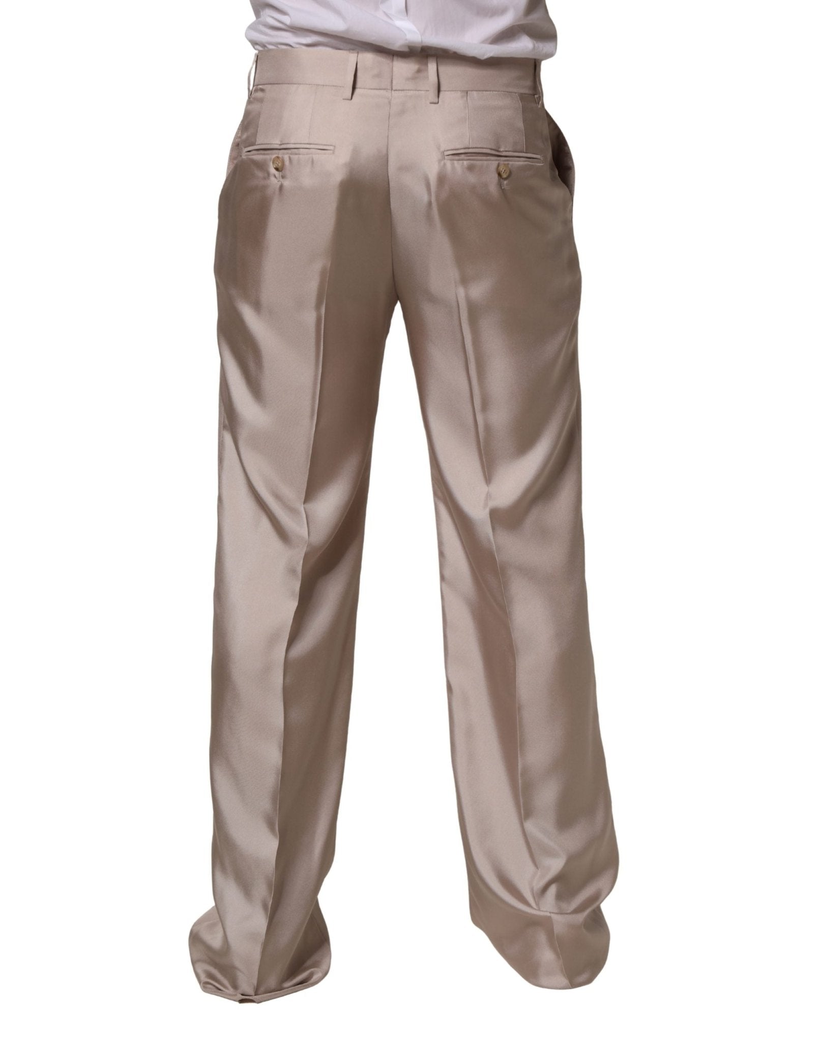 Dolce & Gabbana Beige Silk Straight Formal DressTrouser Pants - RIMODA