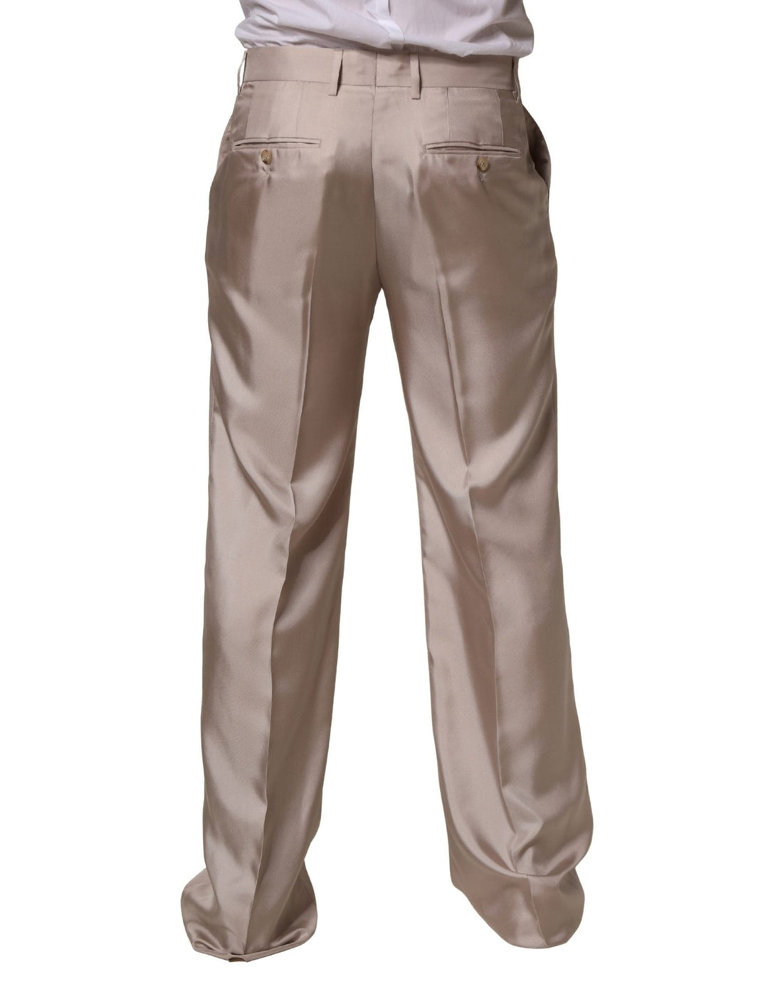 Dolce & Gabbana Beige Silk Straight Formal DressTrouser Pants - RIMODA