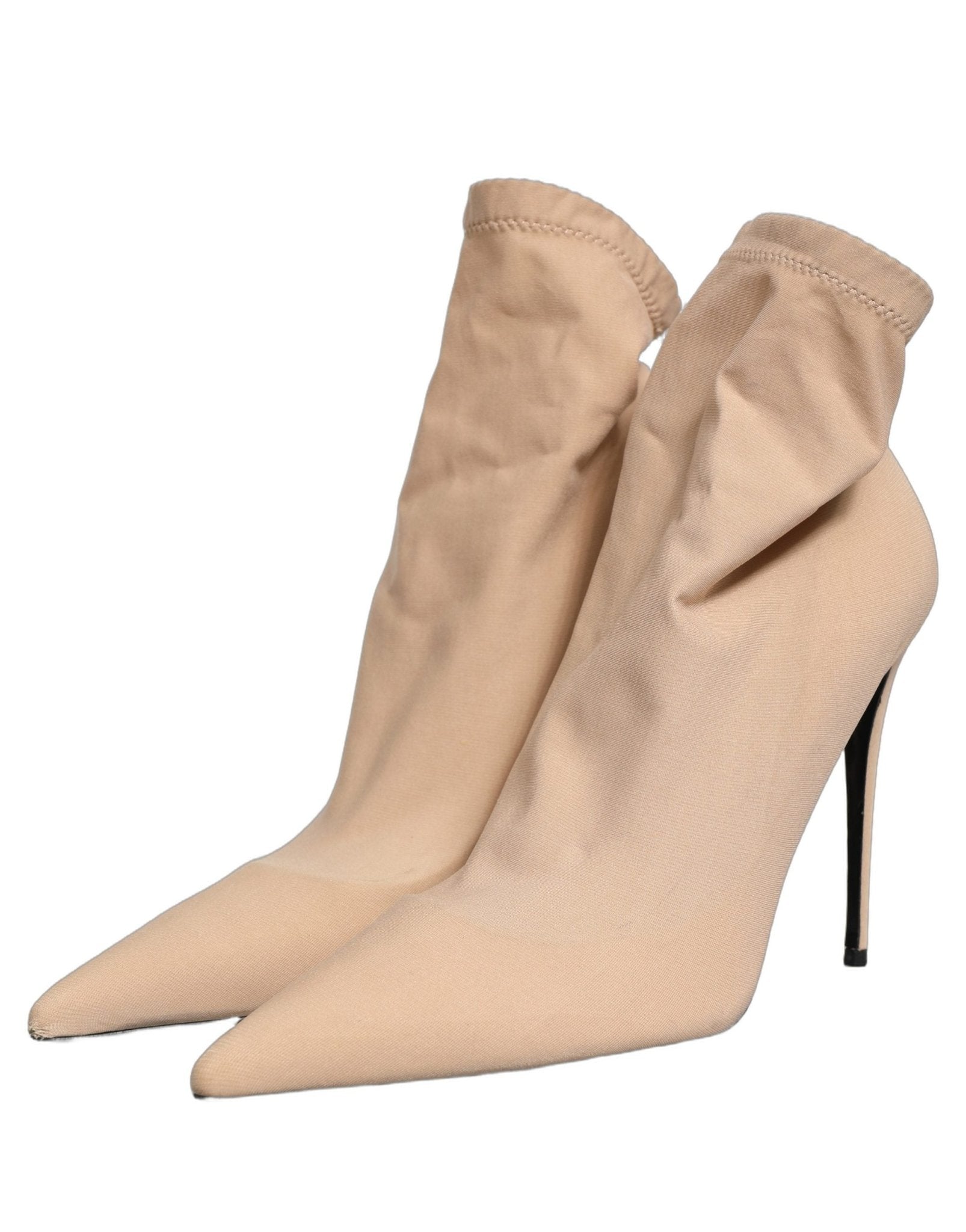 Dolce & Gabbana Beige Stretch Socks Heels Ankle Boots Shoes - RIMODA