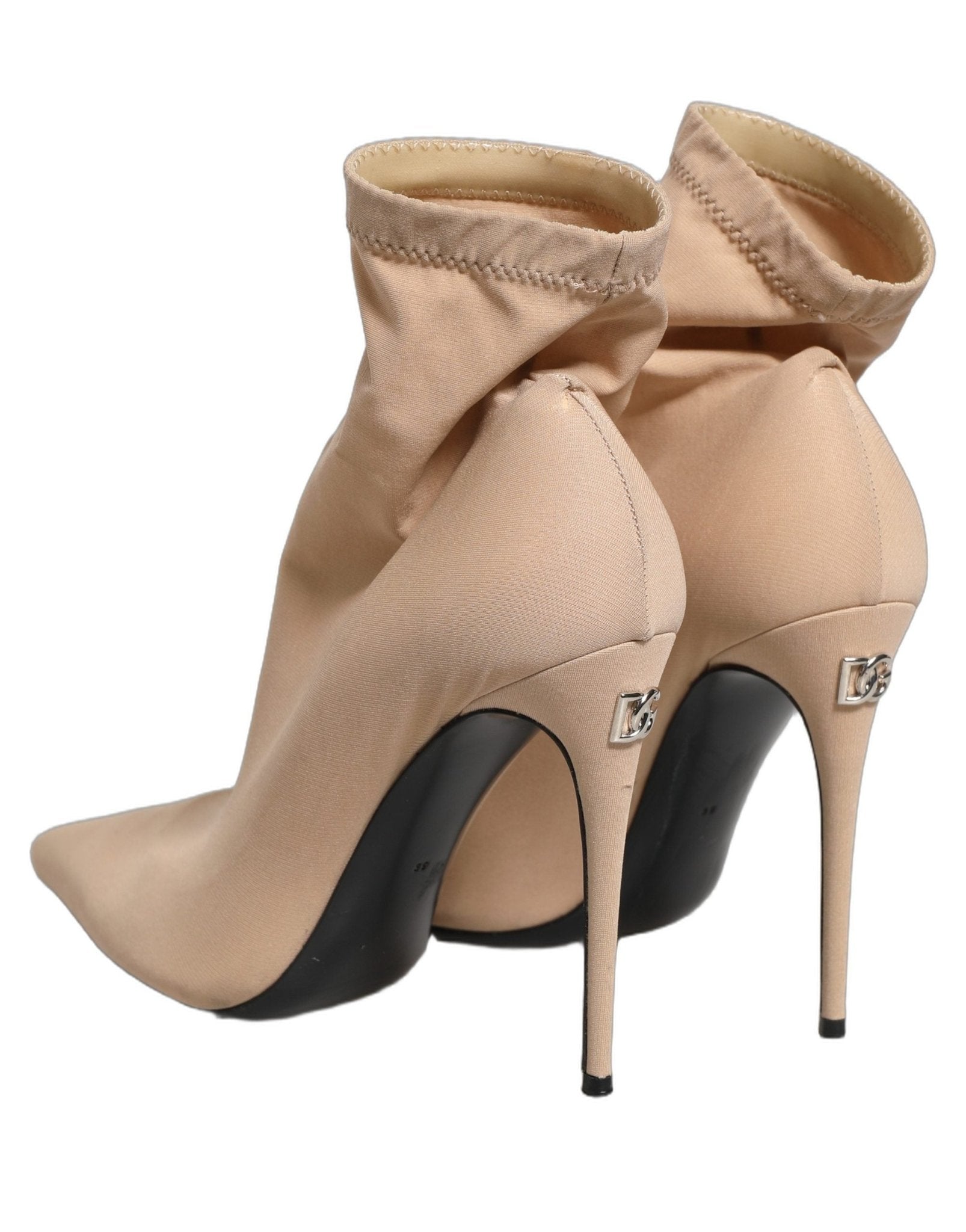 Dolce & Gabbana Beige Stretch Socks Heels Ankle Boots Shoes - RIMODA